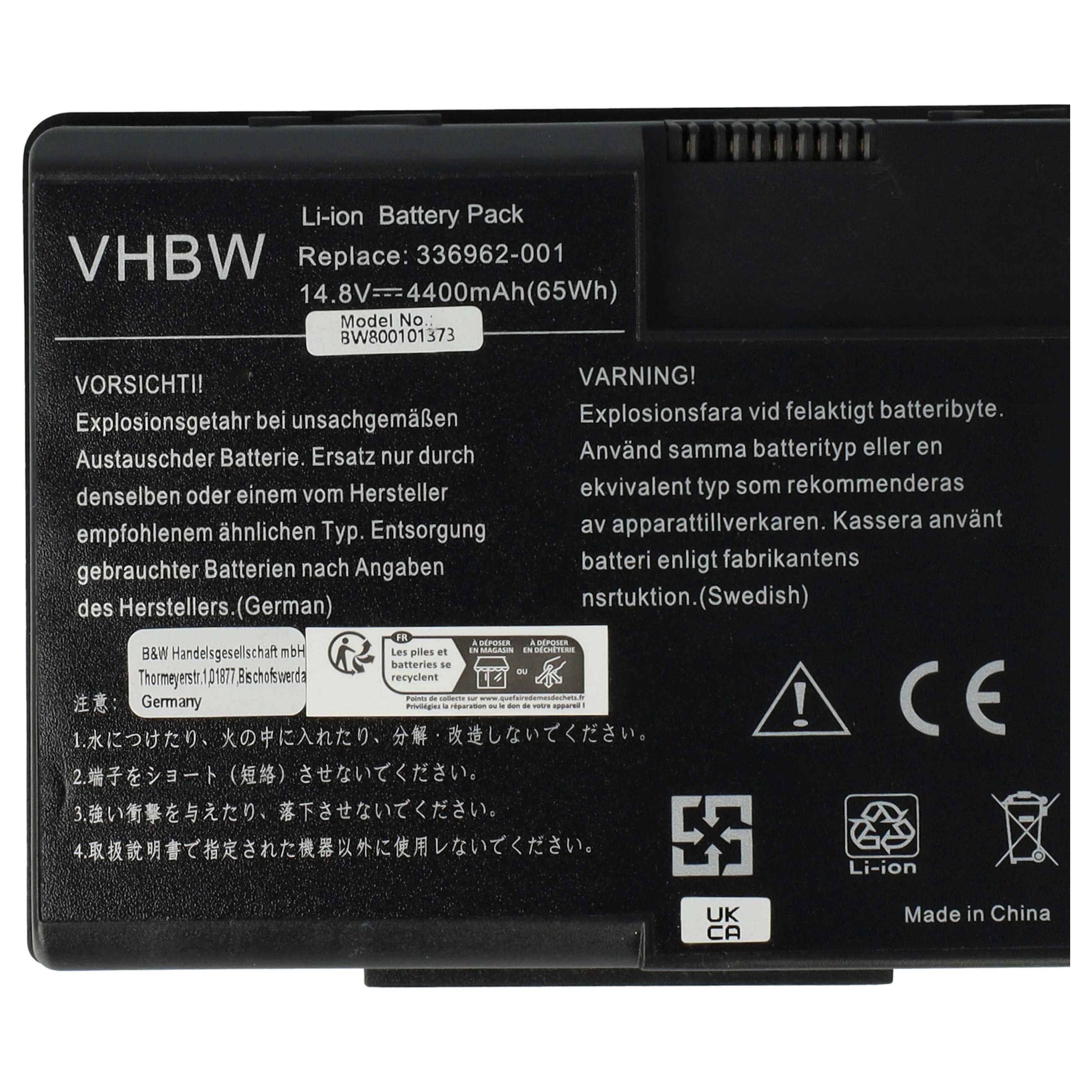 vhbw 1x Akku kompatibel mit HP Pavilion zt3303AP (PH520PA), zt3302US (PF086UAR) Notebook (4400 mAh, 14,8 V, Li-Ion)