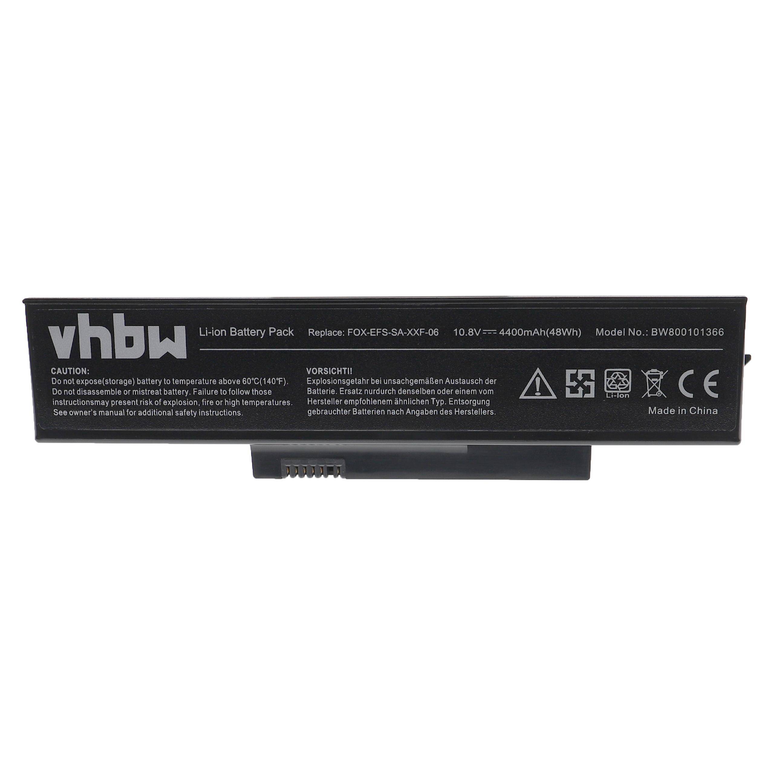 vhbw Akku Ersatz für Fujitsu-Siemens SDI-HFS-SS-22F-06, S26391-F6120-L470 für Notebook (4400 mAh, 10,8 V, Li-Ion)