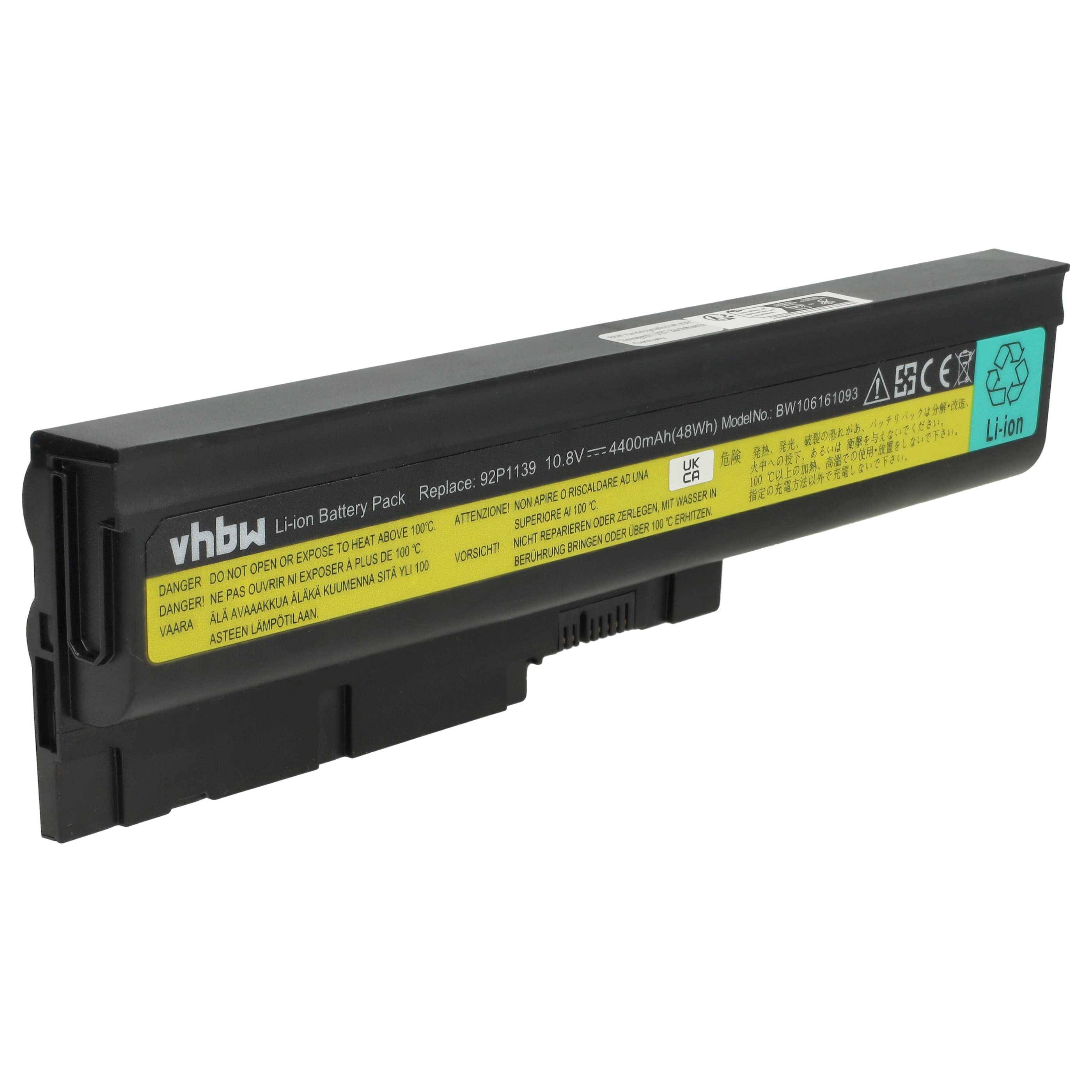 vhbw Akku kompatibel mit IBM / Lenovo ThinkPad T60p, T60p 1951, T60p 1952, T60p 1953 Notebook (4400mAh, 10,8V, Li-Ion)