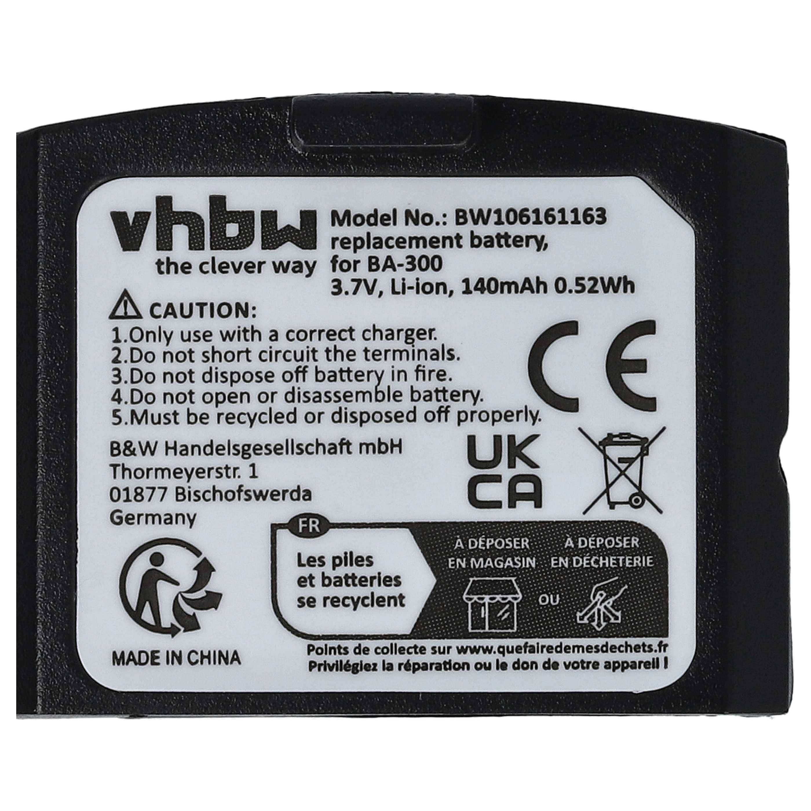vhbw 3x Akku kompatibel mit Siemens RR 832, RR 842, Set 832 TV, Set 842 TV Wireless Headset Kopfhörer (140 mAh, 3,7 V, Li-Polymer)