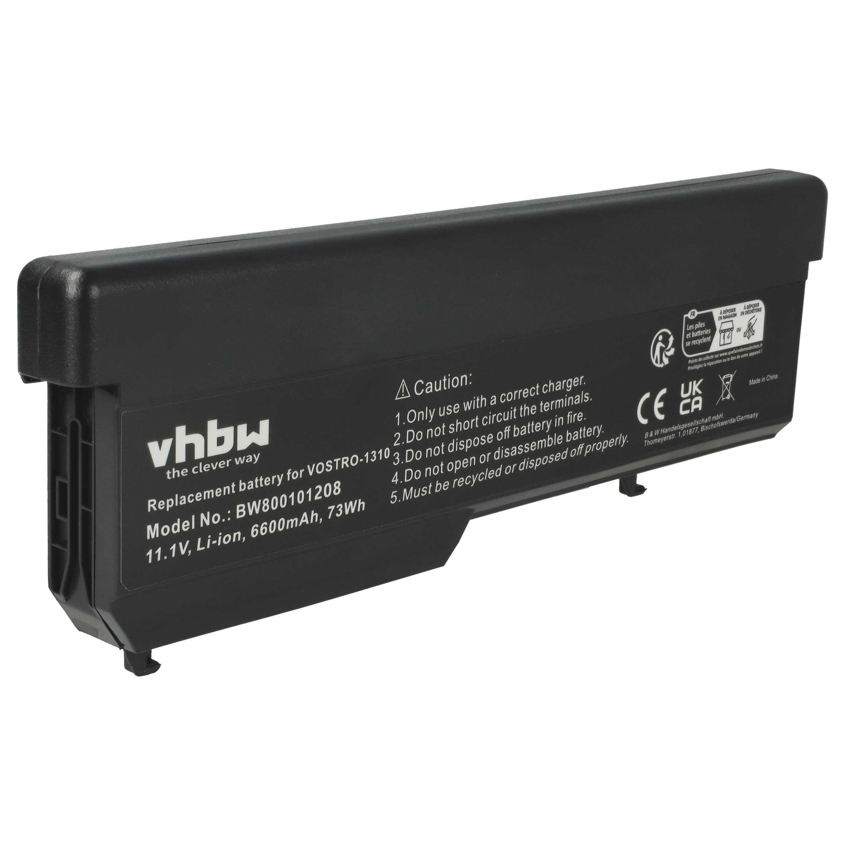 vhbw Akku Ersatz für Dell 0K738H, 0N950C, 0N956C, 0N958C, 312-0724, 312-0725 für Notebook (6600mAh, 11,1V, Li-Ion)