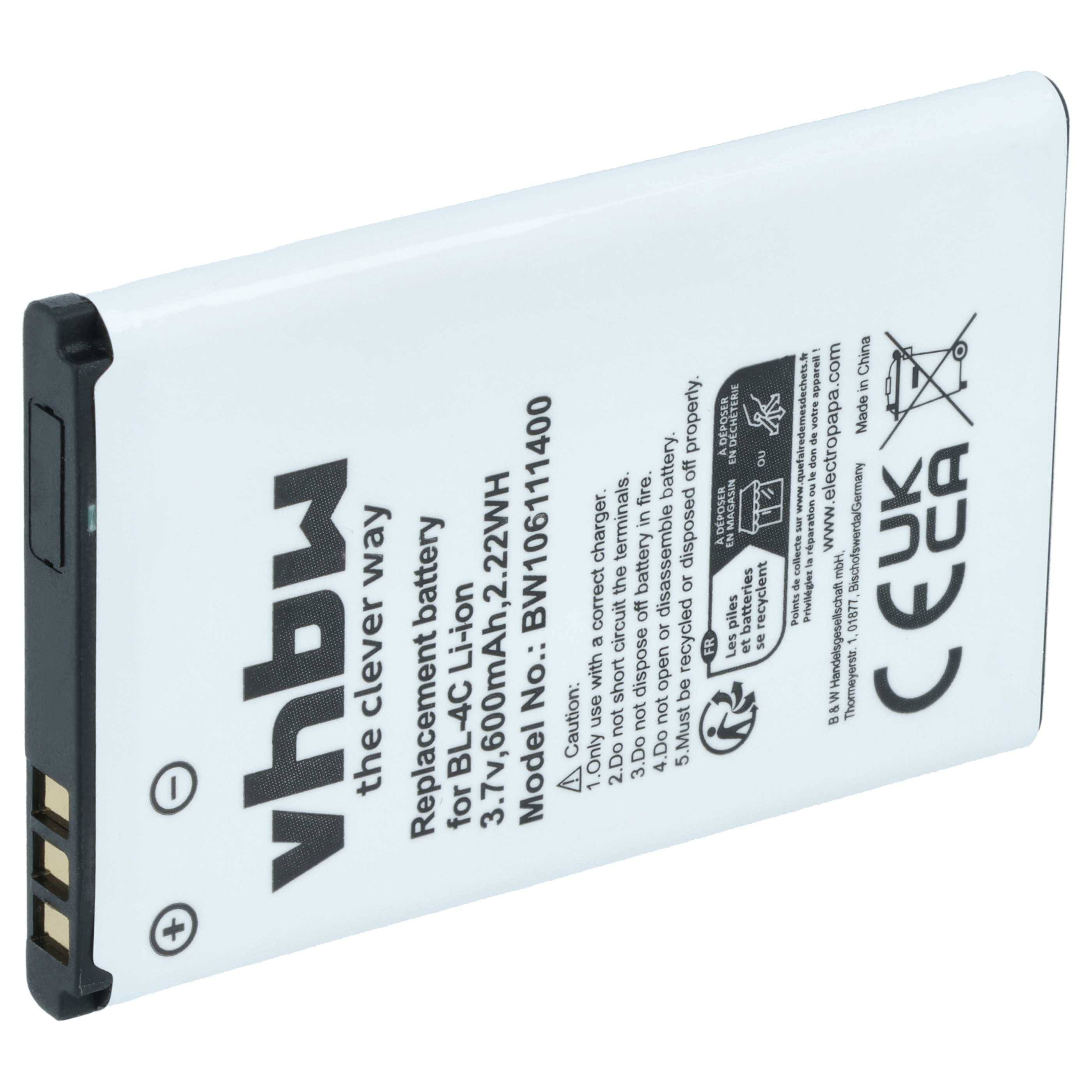 vhbw 5x Akku kompatibel mit MaxCom MM133, MM129, MM132BB, MM132, MM105DS, MM105, M55, MM128 Handy Smartphone Telefon (600 mAh, 3,7 V, Li-Ion)