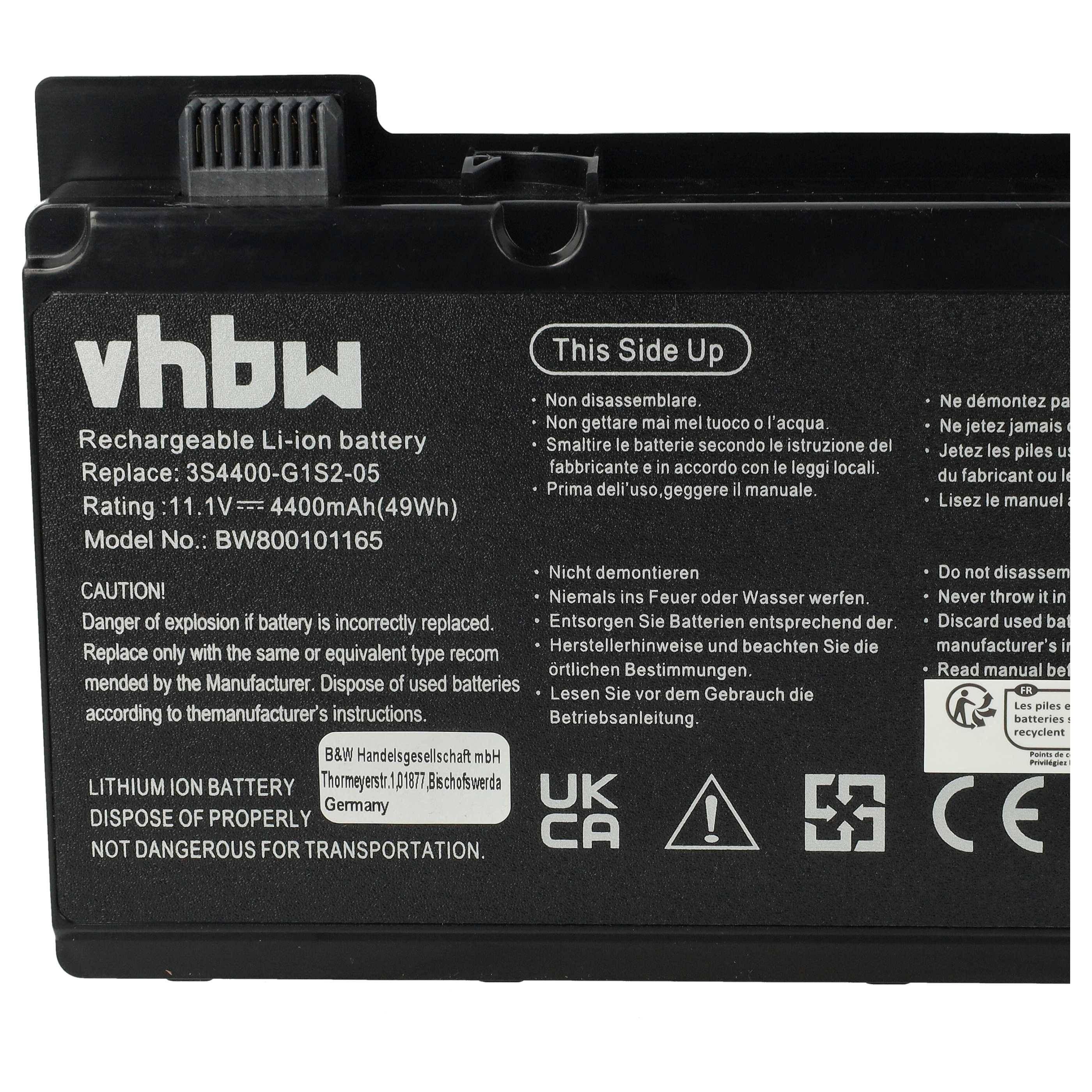 vhbw Akku Ersatz für 63GP55026-9A, P55-3S4400-C1S5, 3S4400-S1S5-05 für Notebook (4400 mAh, 10,8 V, Li-Ion)