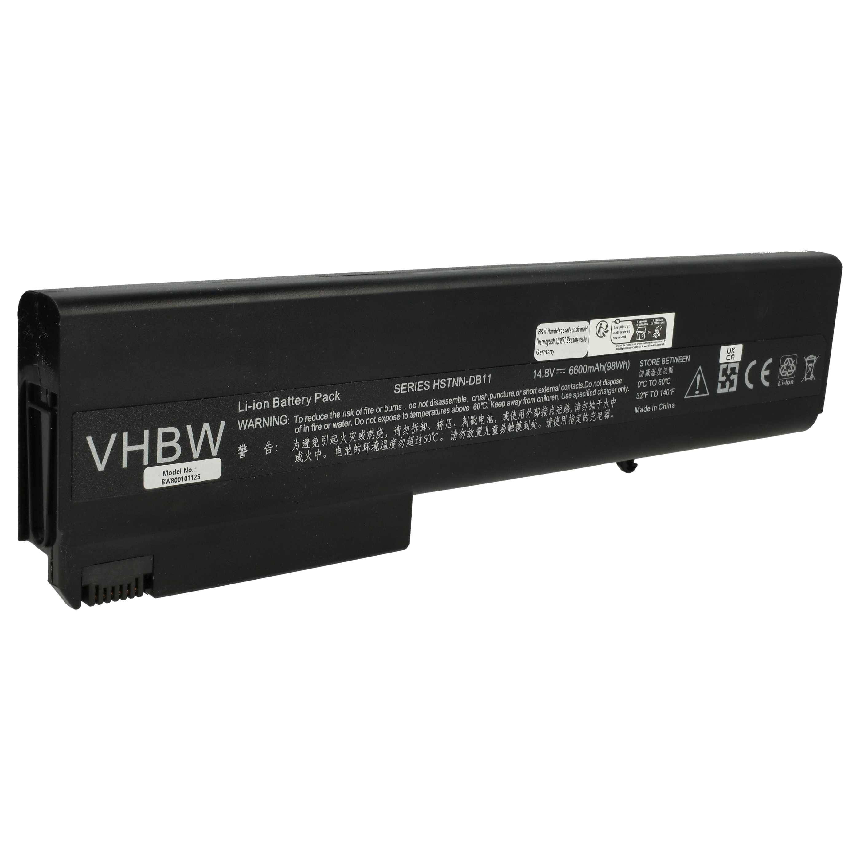 vhbw Akku Ersatz für HP 372771-001, 381374-001, 398876-001, HSTNN-DB06, HSTNN-DB11 für Notebook (6600 mAh, 14,8 V, Li-Ion)