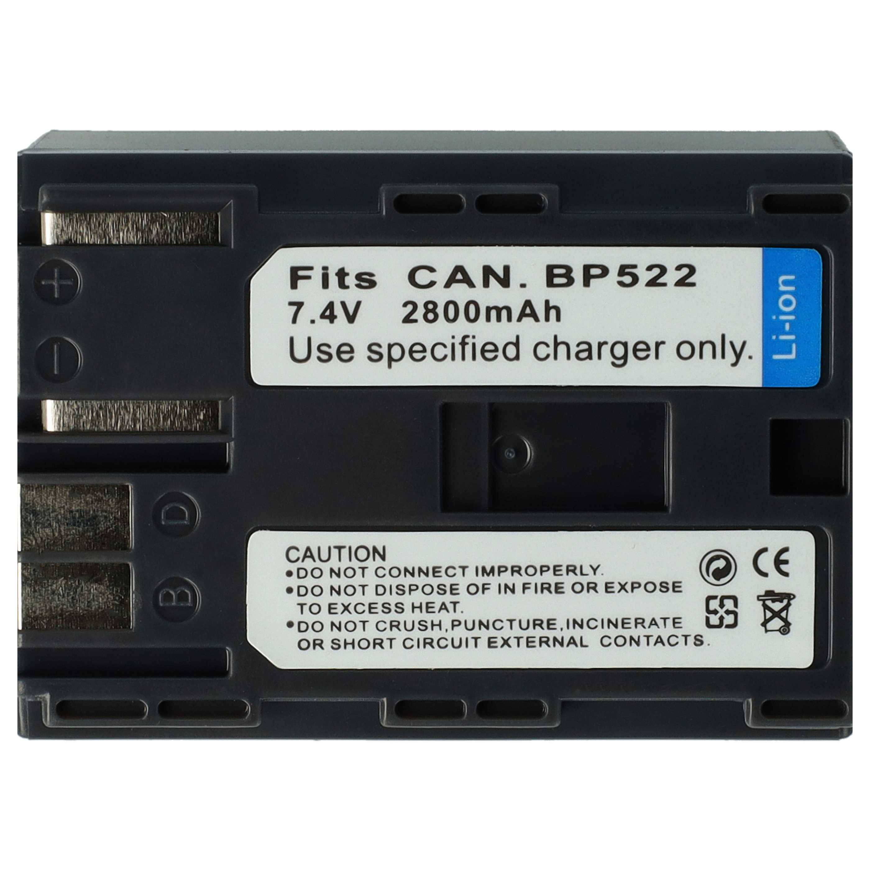 Schwarzer Lithium-Ionen-Kamerabatterie mit der Bezeichnung „Passt für CAN. BP522 7,4V 2800mAh