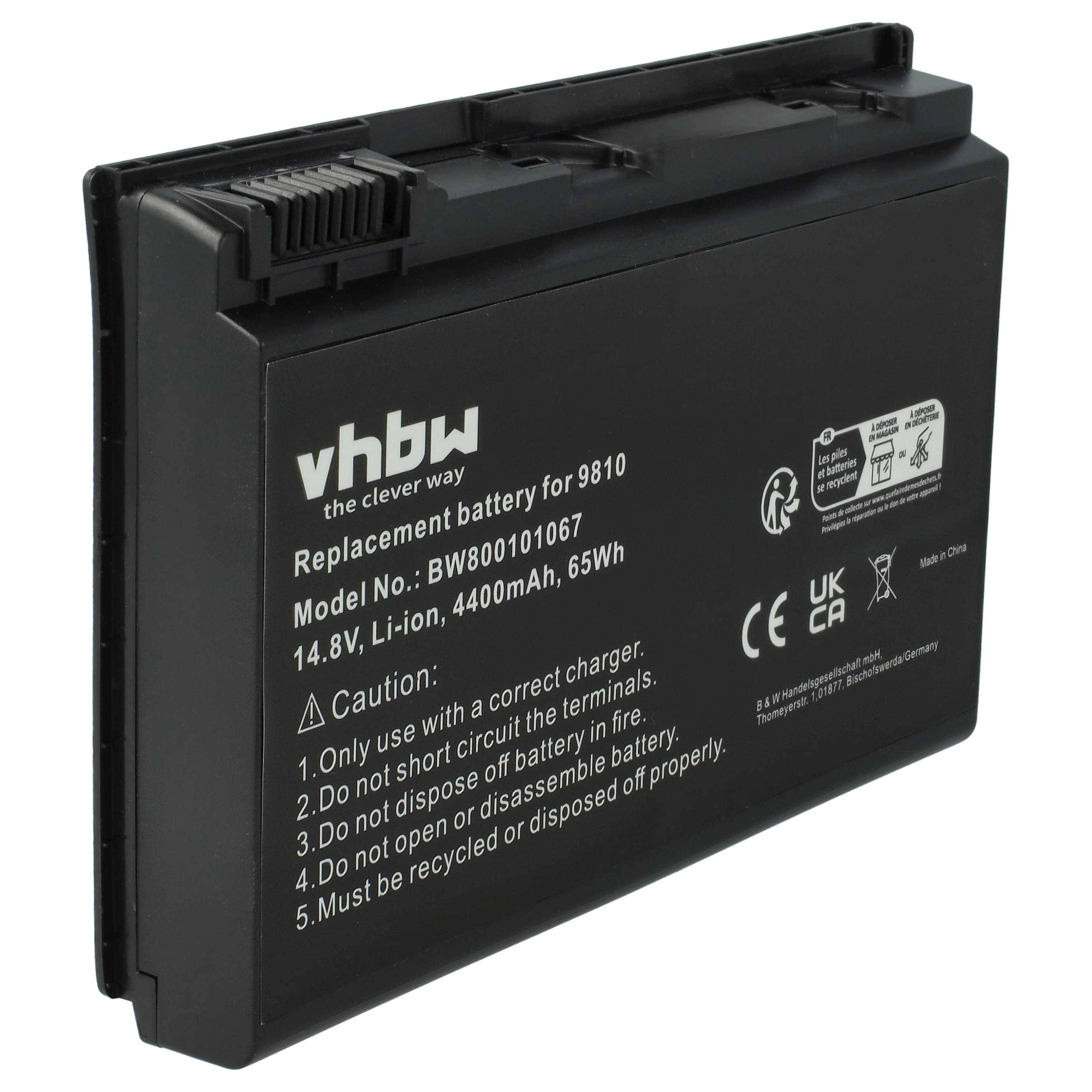 vhbw Akku Ersatz für Acer 934T2220F, BATBL50L6, BATBL50L8H, 4UR18650F 2 WST3, 934C2220F für Notebook (4400 mAh, 14,8 V, Li-Ion)