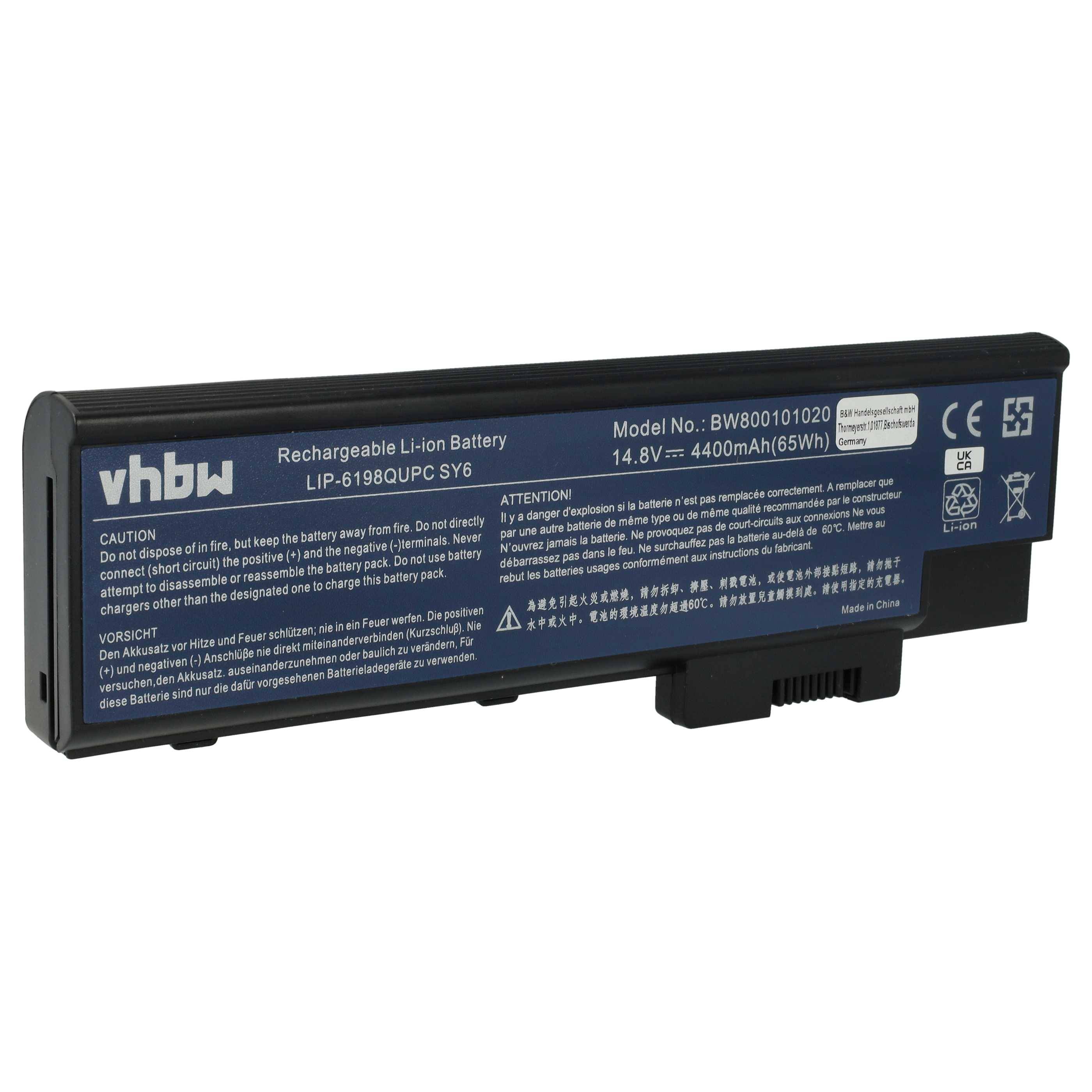 vhbw Akku Ersatz für Acer MS2196 | für Notebook (4400 mAh, 14,8 V, Li-Ion)