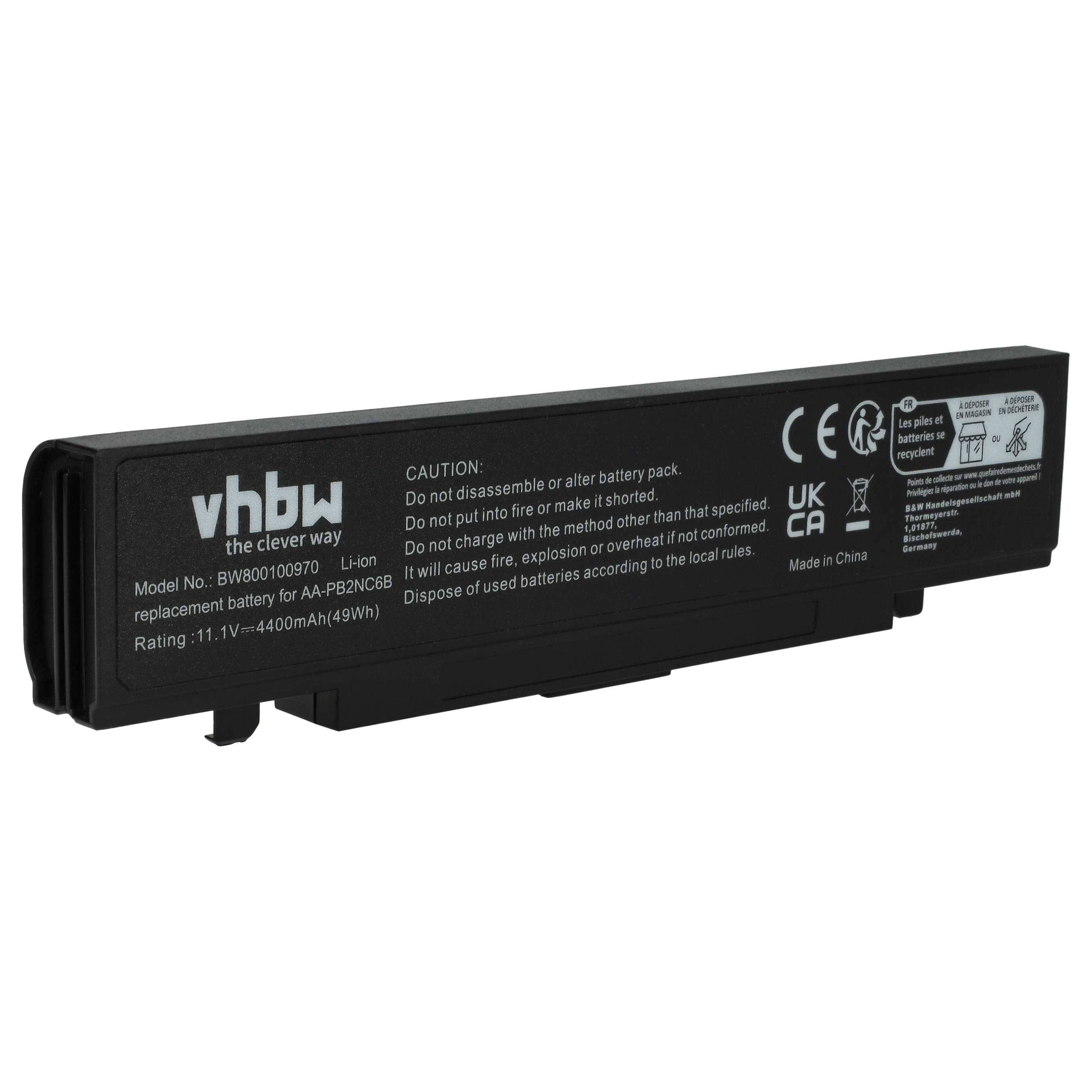 vhbw Akku kompatibel mit Samsung X360-AA03, X360-AA04, X360-AA02, X460-AS03, X460-44G, X460-44P Notebook (4400 mAh, 11,1 V, Li-Ion)
