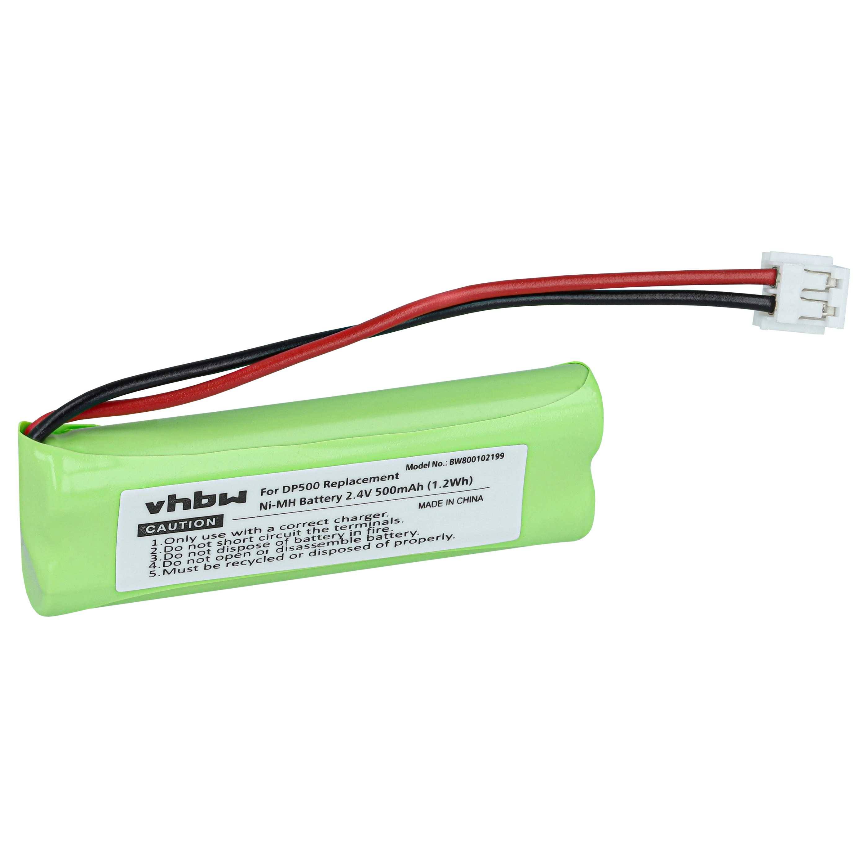 vhbw 1x Akku kompatibel mit Swissvoice DP500, DP550, Eco Plus, DP550 BT Festnetz Telefon (500 mAh, 2,4 V, NiMH) - Ersatz für GP1010, GPHC05RN01