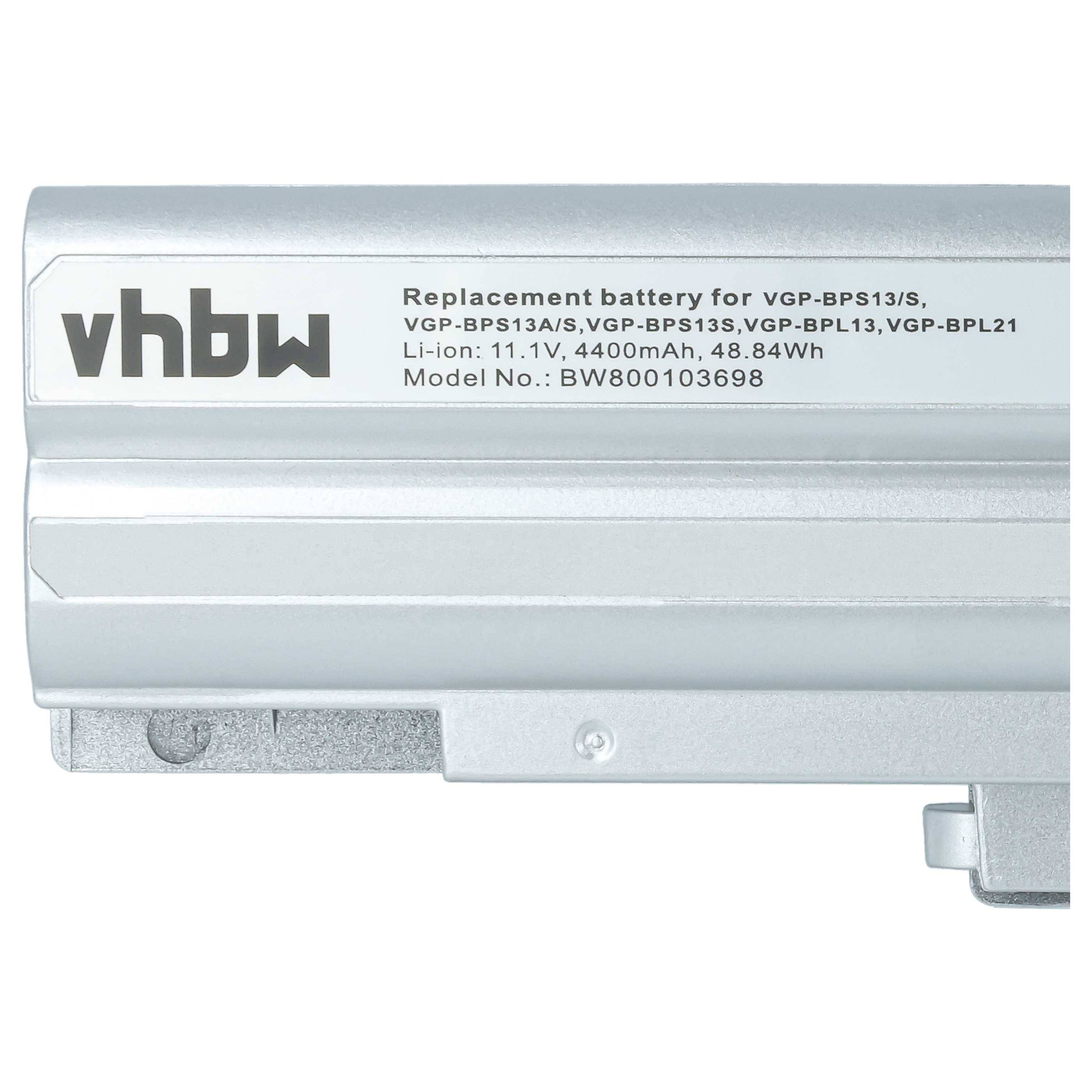 vhbw Akku kompatibel mit Sony Vaio VGN-TX56C/W | VGN-TX57CN, VGN-TX58CN Notebook (4400 mAh, 11,1 V, Li-Ion) - silber