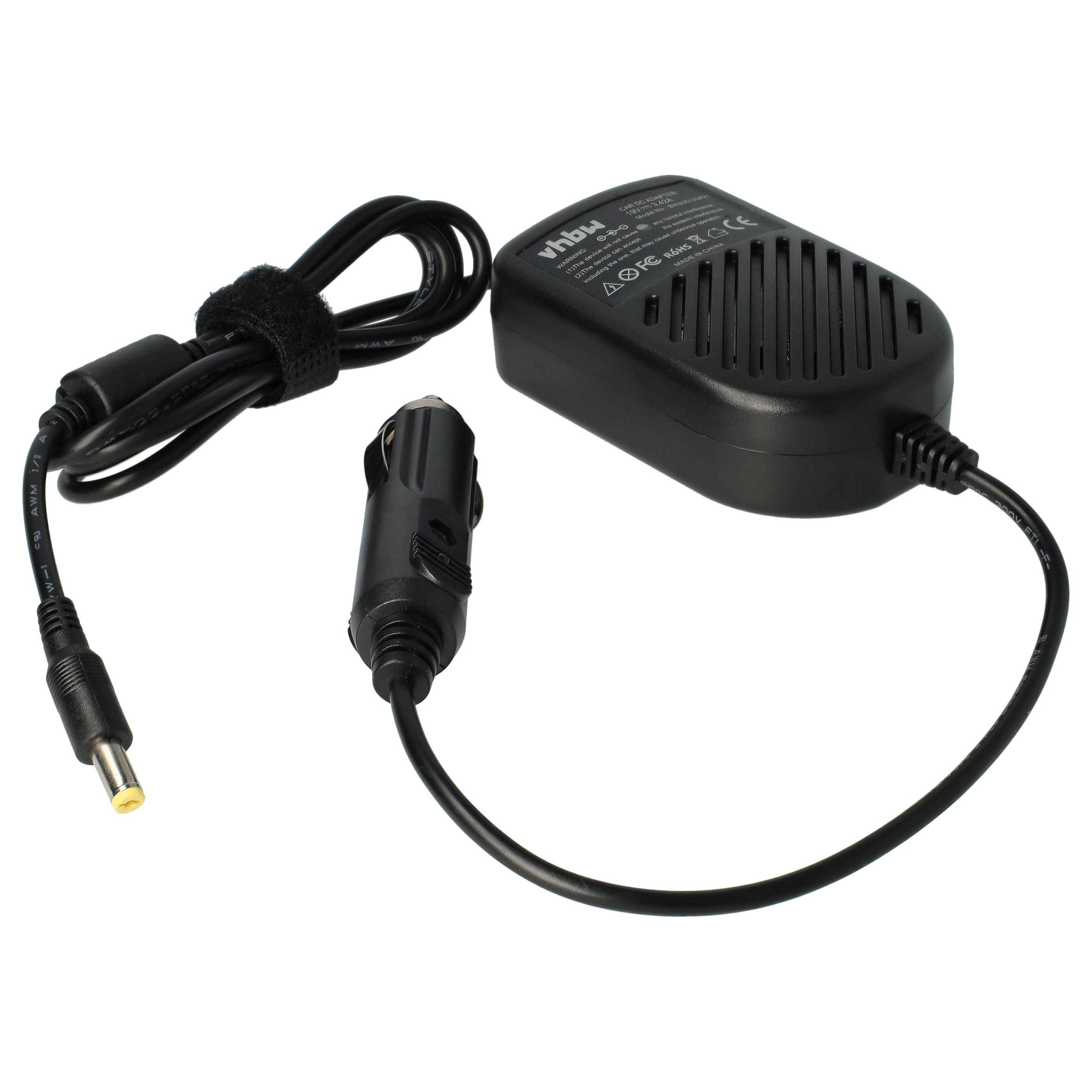 vhbw KFZ-Ladekabel kompatibel mit Acer Aspire 1680, 1681WLCI, 1682, 1681WLMi, 1681LCi, 1650 Notebook - 12V Ladegerät Schwarz 3.42 A