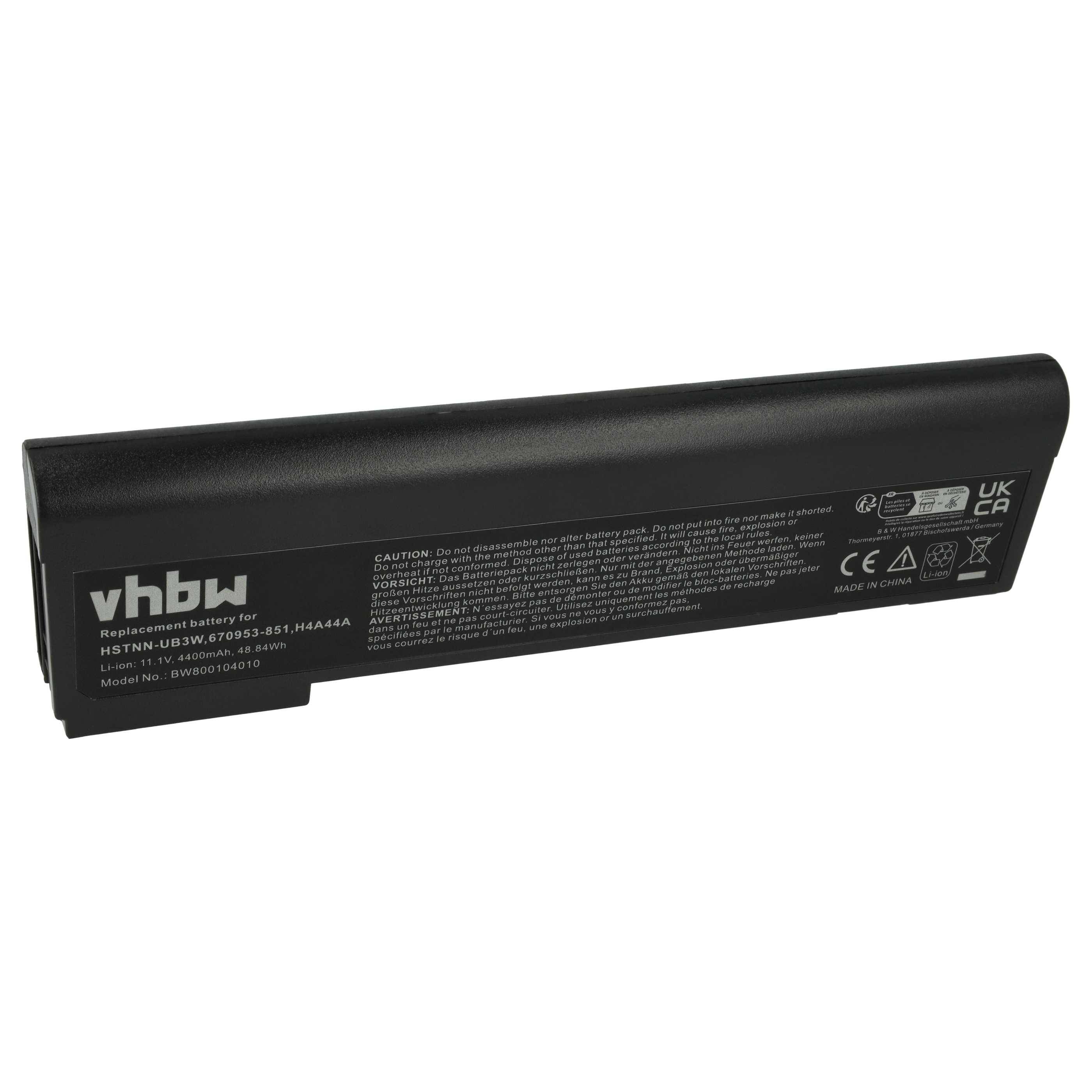 vhbw Akku Ersatz für HP HSTNN-W90C, H4A44AA, HSTNN-OB3L, HSTNN-UB3W, HSTNN-YB3L für Notebook (4400 mAh, 11,1 V, Li-Ion)