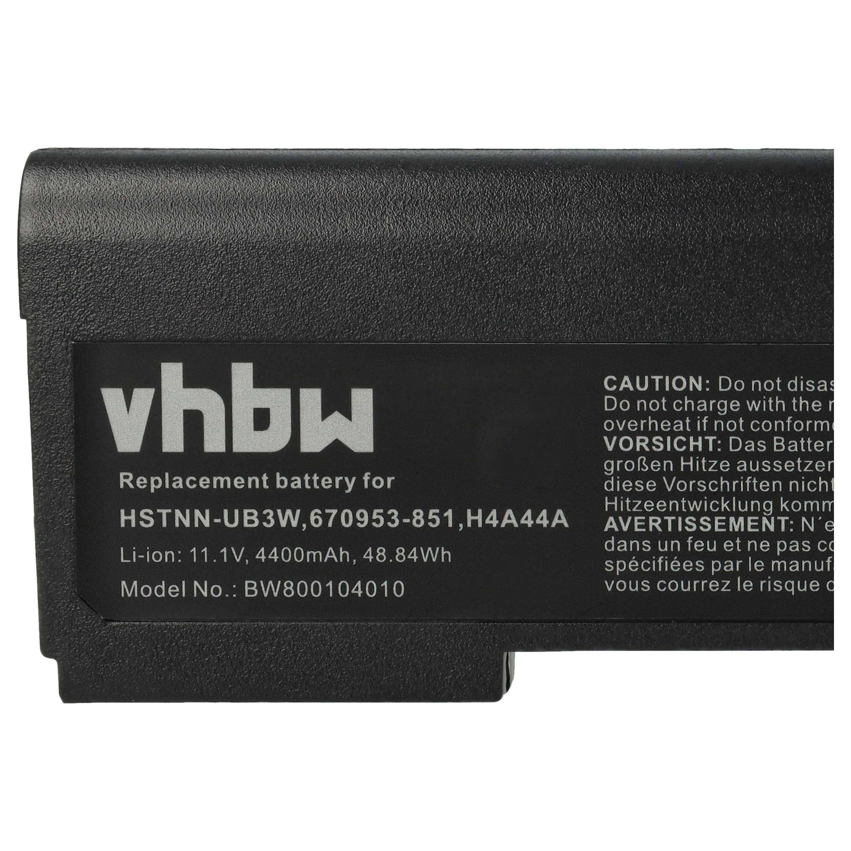 vhbw Akku Ersatz für HP HSTNN-W90C, H4A44AA, HSTNN-OB3L, HSTNN-UB3W, HSTNN-YB3L für Notebook (4400 mAh, 11,1 V, Li-Ion)