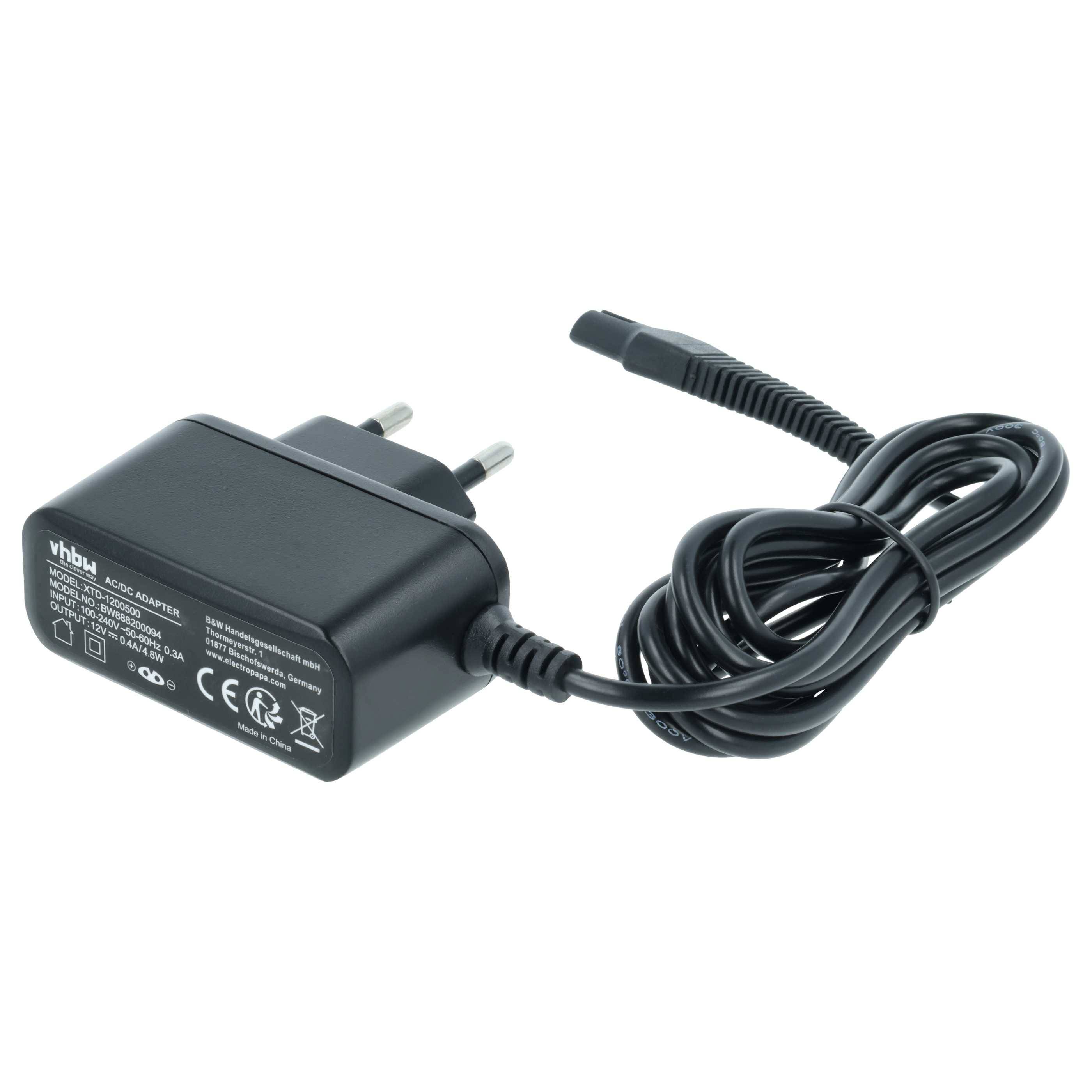 Schwarzer Wechselstrom-Netzteil mit europäischem Stecker und gerolltem Ausgangskabel mit Hohlstecker.