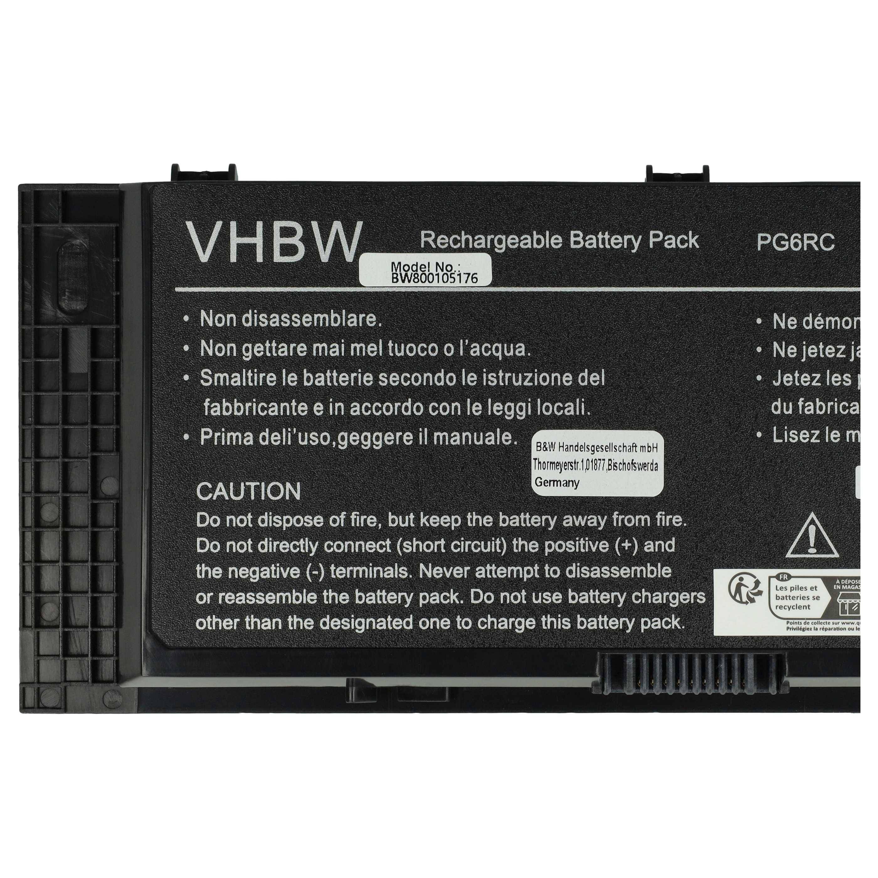 vhbw Akku kompatibel mit Dell Precision M6600, M6800, M4600, M6700, M4700, M4800 Notebook (4400 mAh, 11,1 V, Li-Ion)