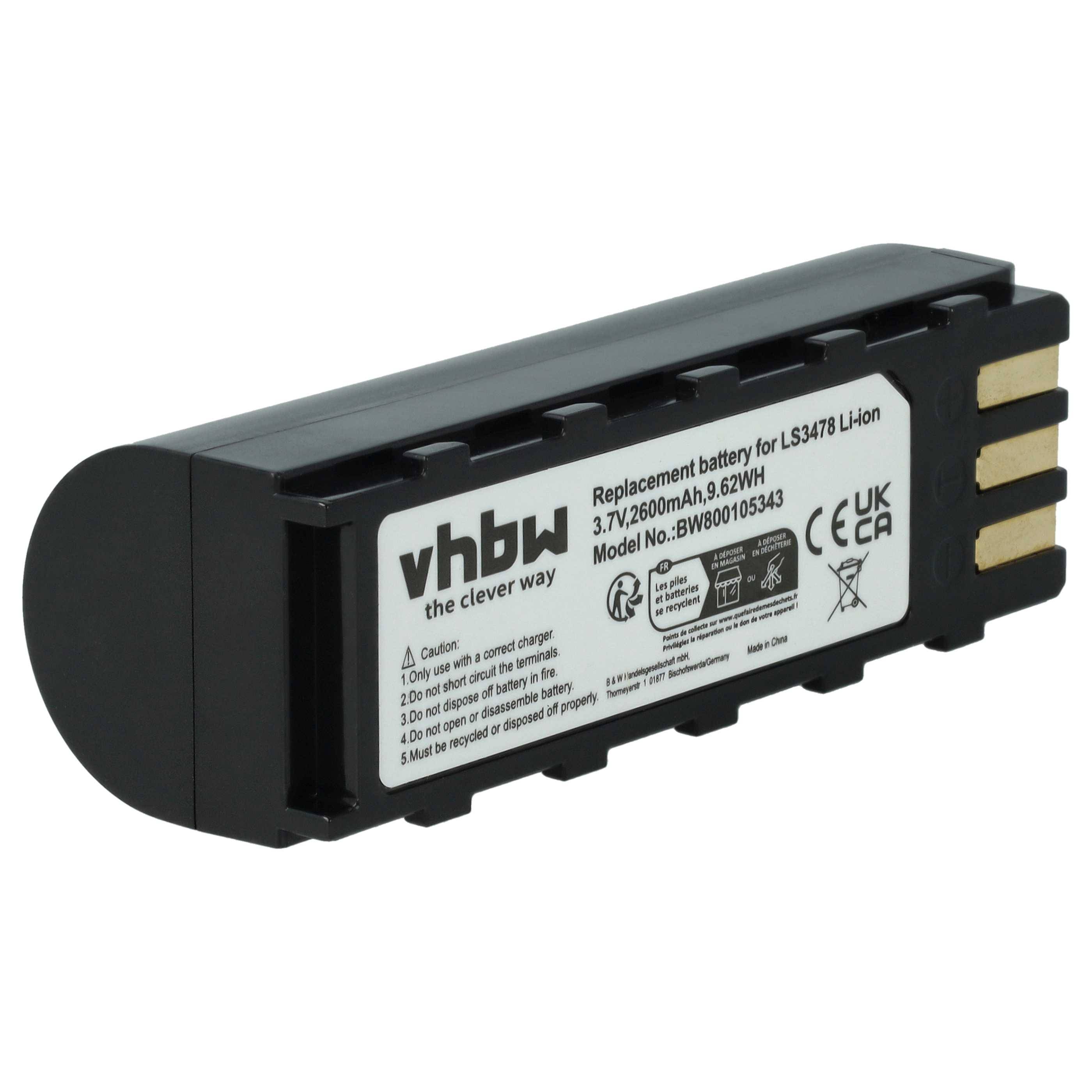 vhbw Akku kompatibel mit Symbol LS3478ER, LS3578, DSS3478, LS3478, MT2000, DS3578, DS3478 Barcodescanner POS (2600 mAh, 3,7 V, Li-Ion)