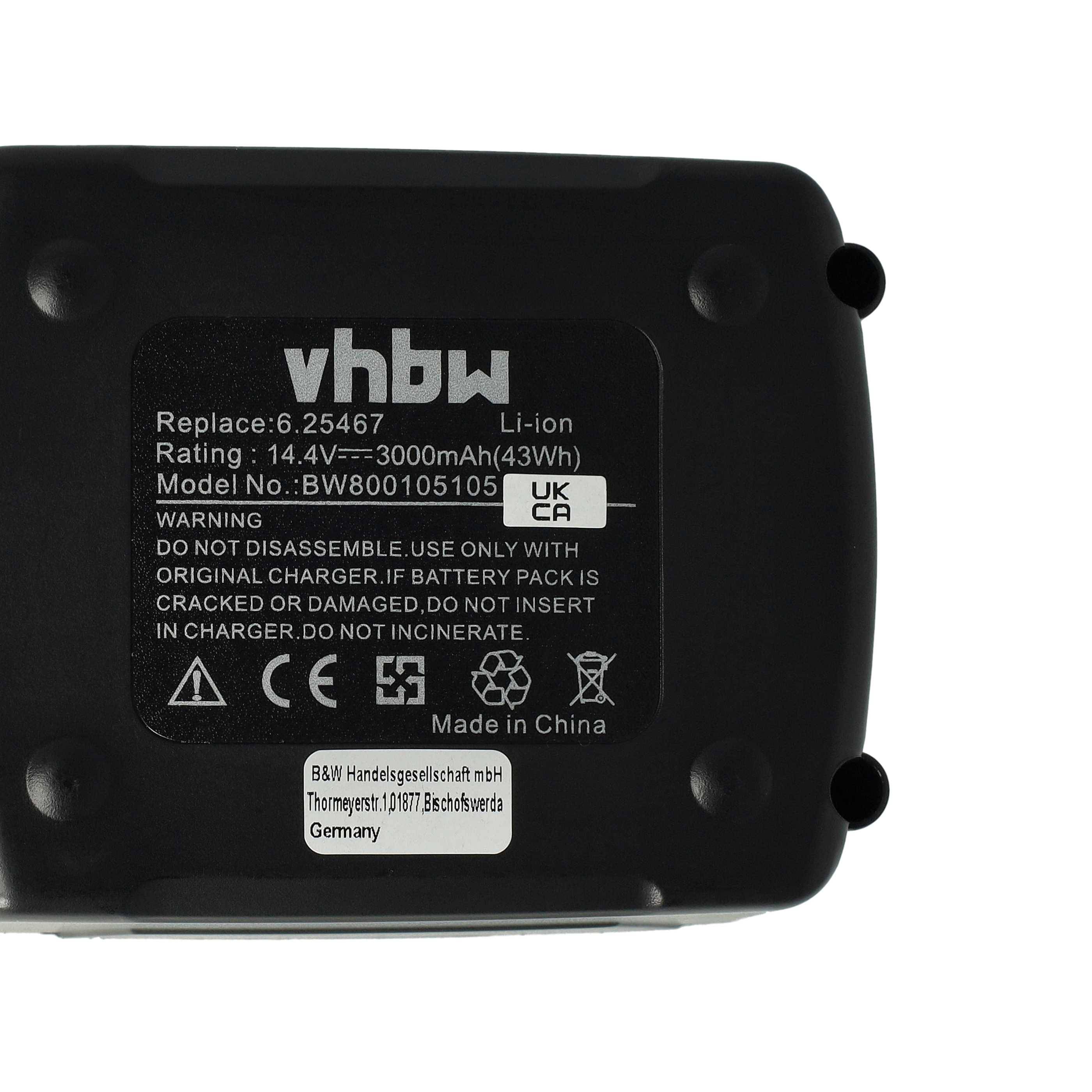 vhbw Akku kompatibel mit Metabo ULA 14.4 6.02311.00 Werkzeug (3000 mAh, Li-Ion, 14,4 V)