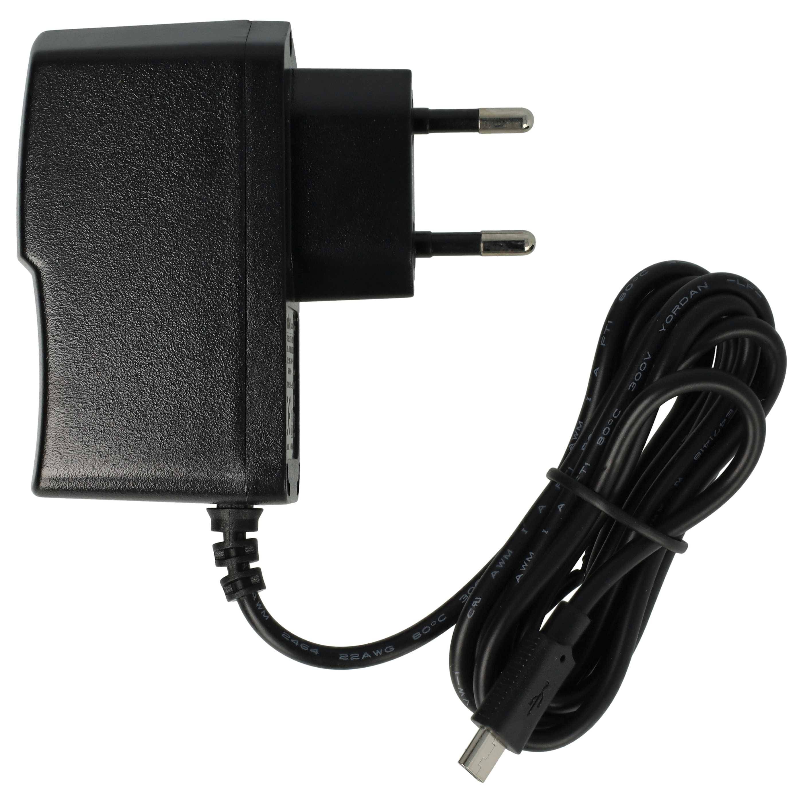 vhbw Micro-USB Ladegerät Universal Ladekabel mit Netzstecker 2,0 A / 5V, Schwarz