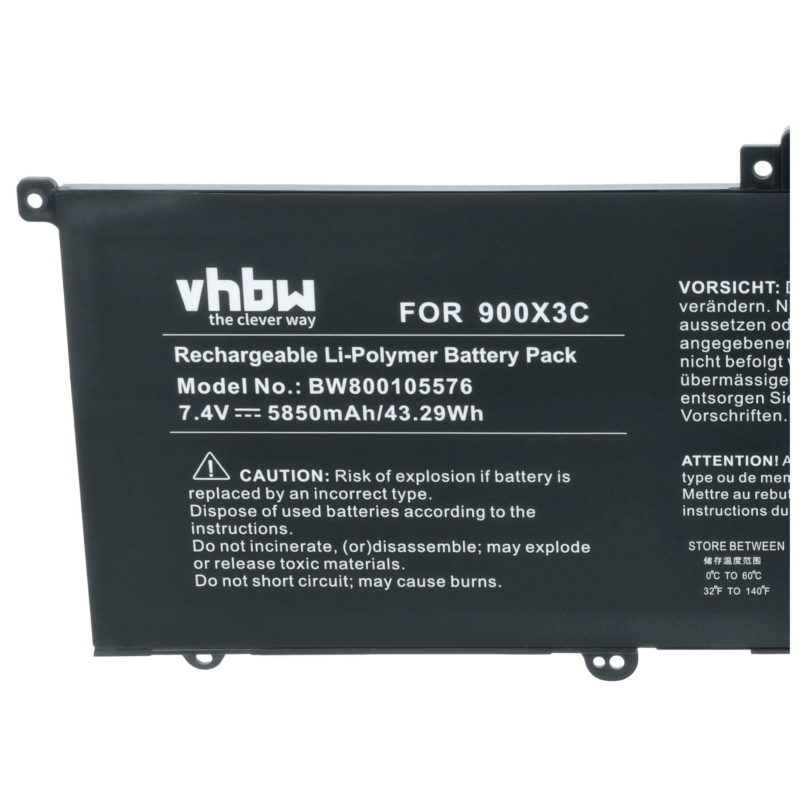 vhbw Akku kompatibel mit Samsung NP900X3E-K03, NP900X3E-K02DE, NP900X3E-K06, NP900X3E-K03DE Notebook (5880 mAh, 7,5 V, Li-Polymer)