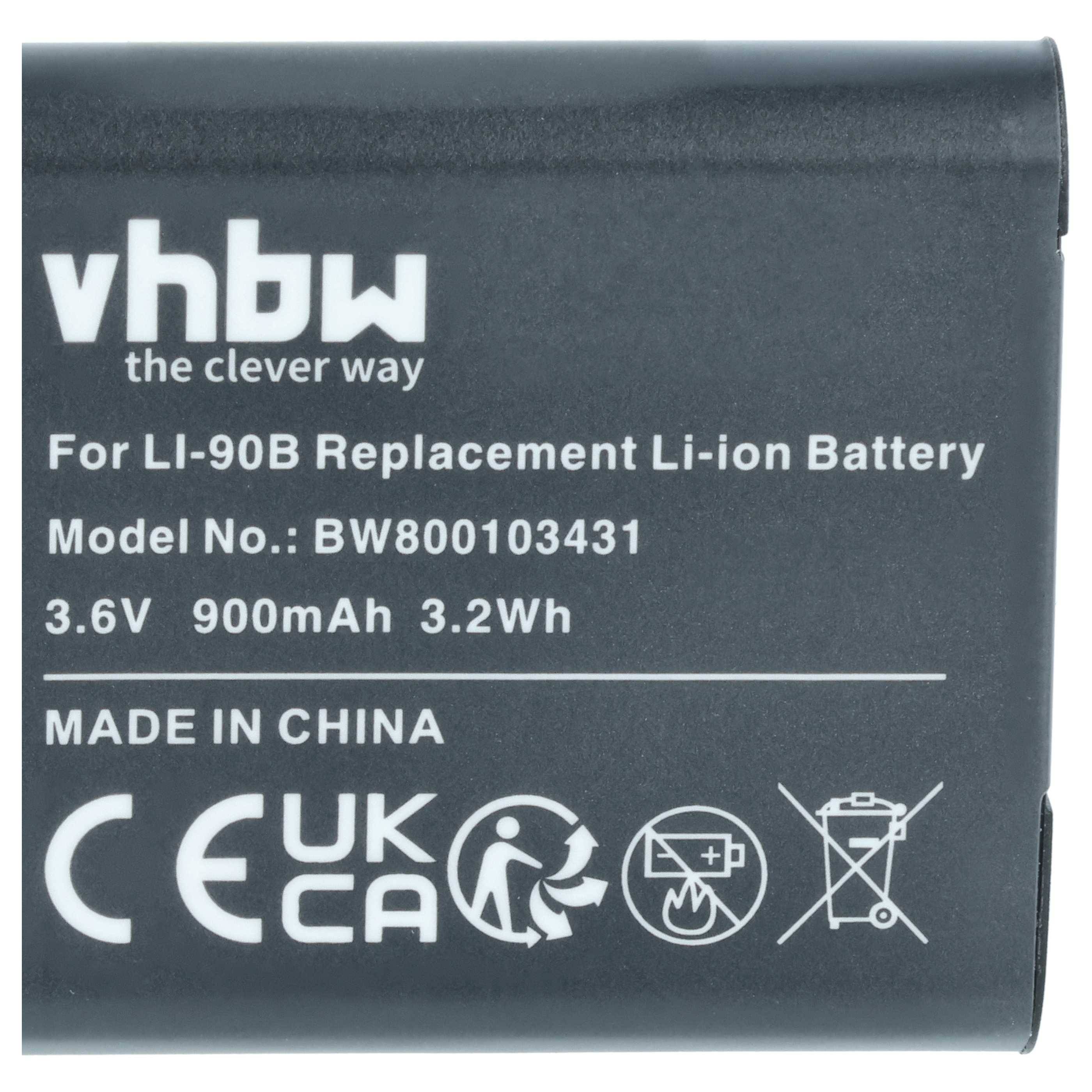 vhbw 3x Akku Ersatz für Olympus Li-92B, Li-90B für Kamera (900 mAh, 3,6 V, Li-Ion)