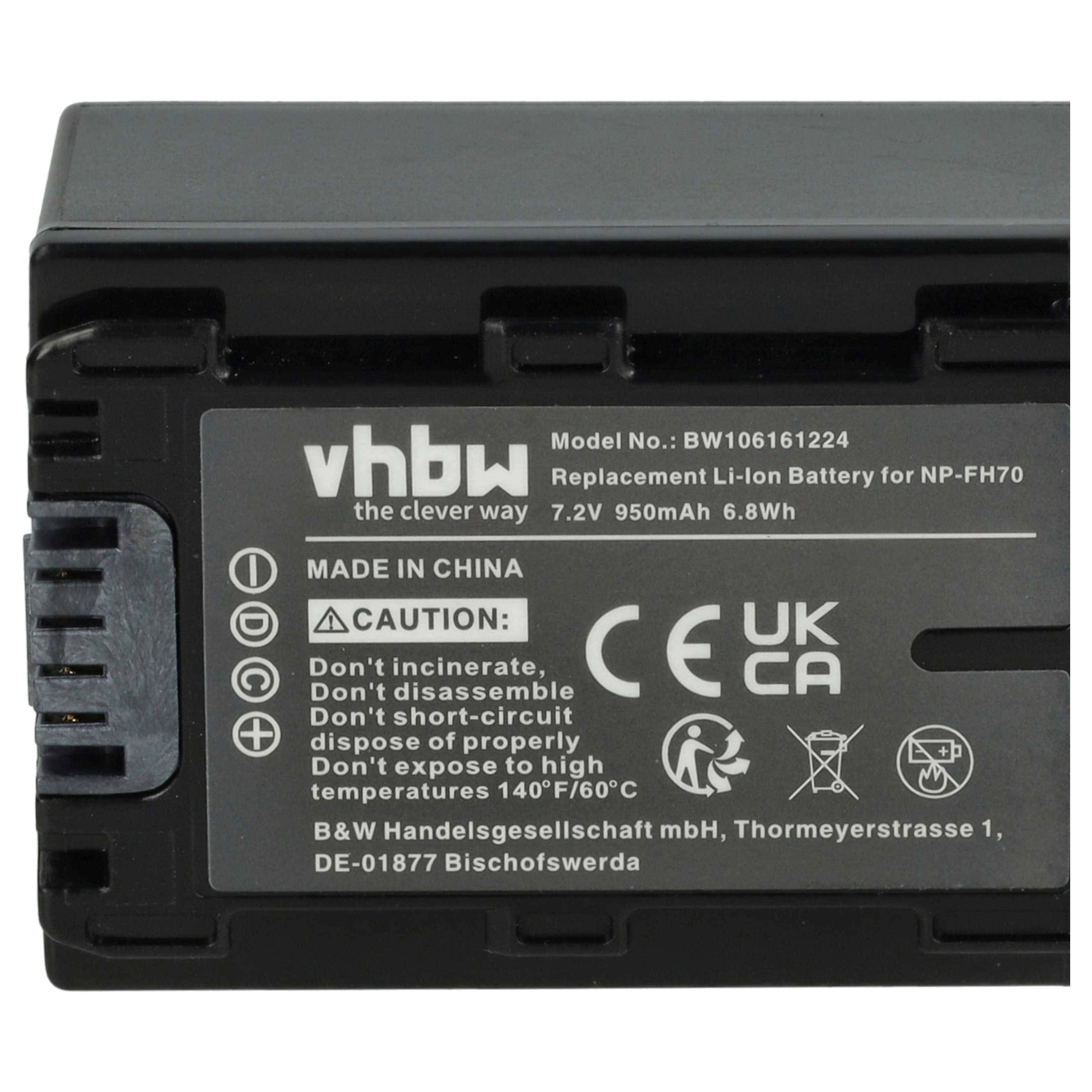 vhbw 2x Akku kompatibel mit Sony DCR-DVD450E, DCR-DVD510(E), DCR-DVD506(E) Videokamera Camcorder (950 mAh, 7,2 V, Li-Ion) + Infochip