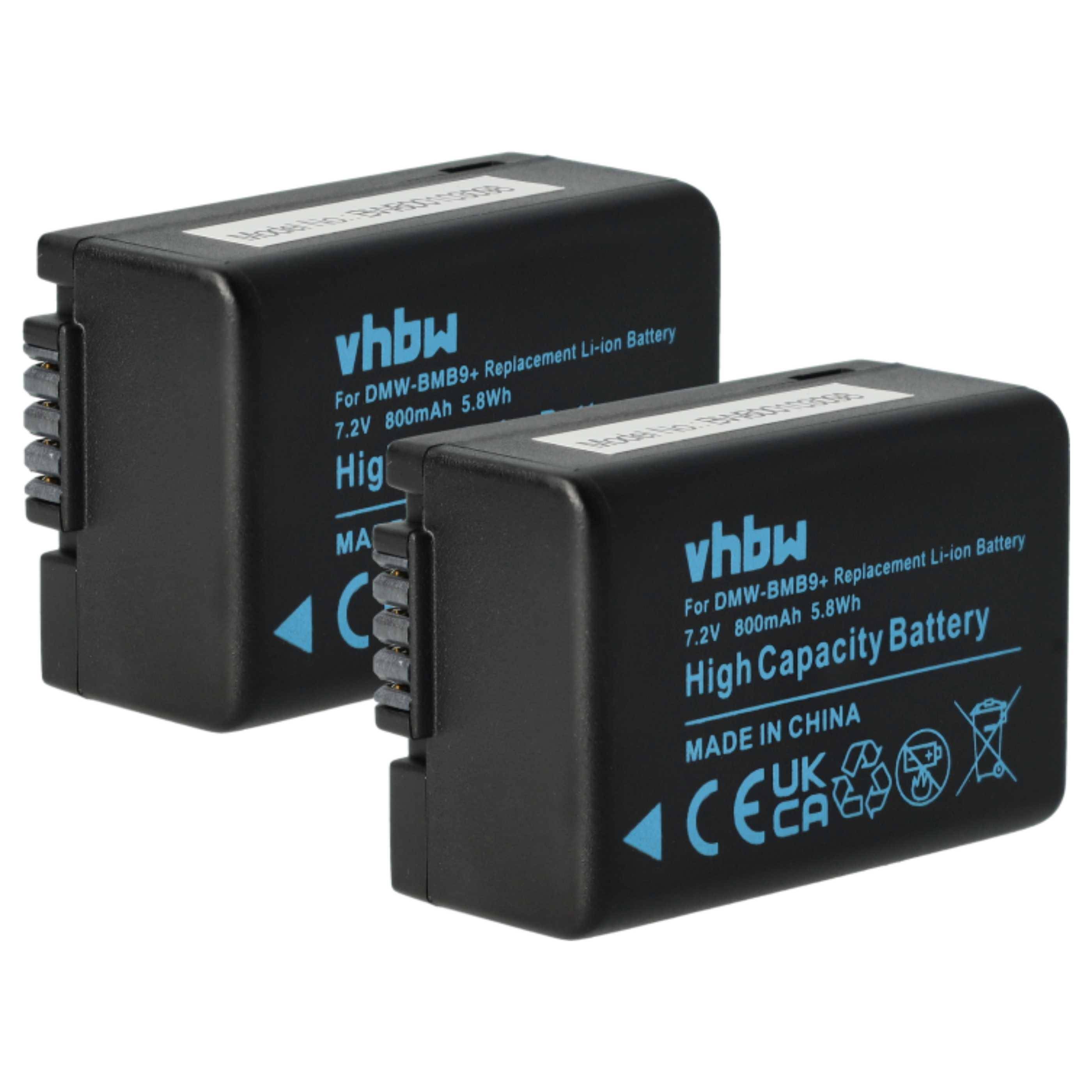 vhbw 2x Akku kompatibel mit Panasonic Lumix DC-FZ83, DC-FZ82, DMC-FZ150, DMC-FZ100 Kamera (800 mAh, 7,2 V, Li-Ion), Infochip