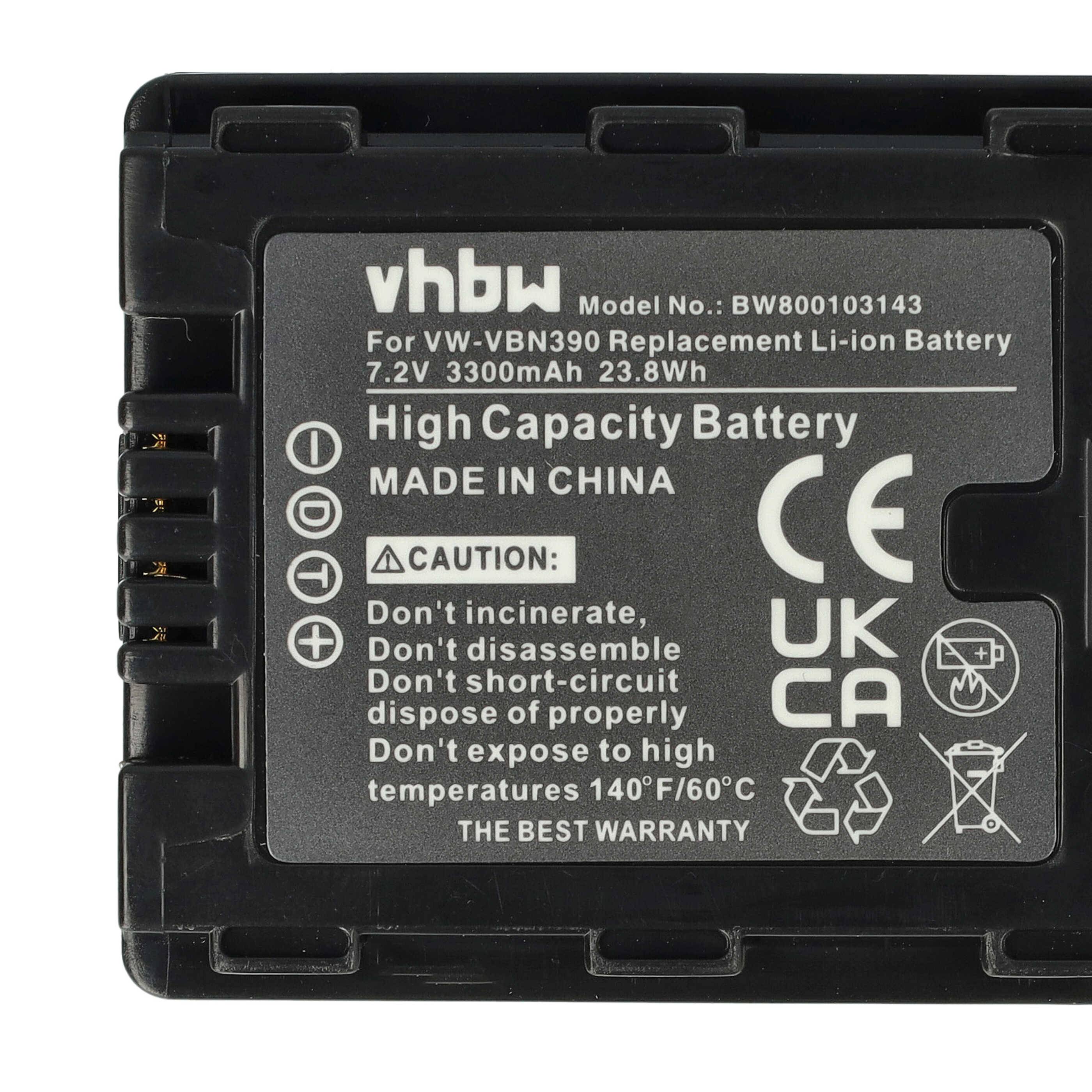 vhbw 2x Akku kompatibel mit Panasonic HDC-SD800, HDC-SD900, HDC-SD909 Videokamera Camcorder (3300 mAh, 7,2 V, Li-Ion) + Infochip