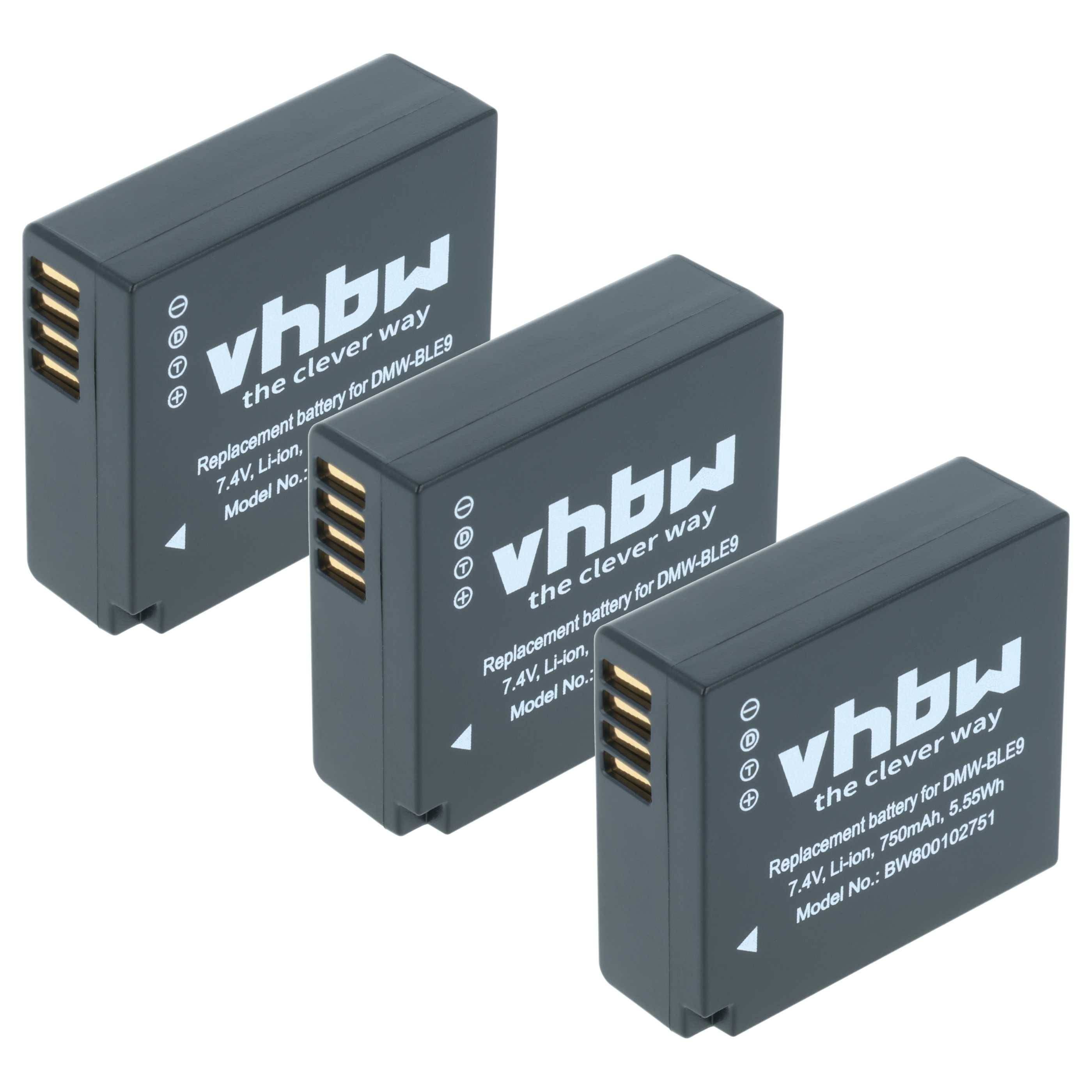 vhbw 3x Akku kompatibel mit Panasonic Lumix DMC-TZ101, DMC-TZ80, DMC-TZ81, DMC-TZ85, DMC-TZ100, DMC-TZ202 Kamera (750 mAh, 7,2 V, Li-Ion)