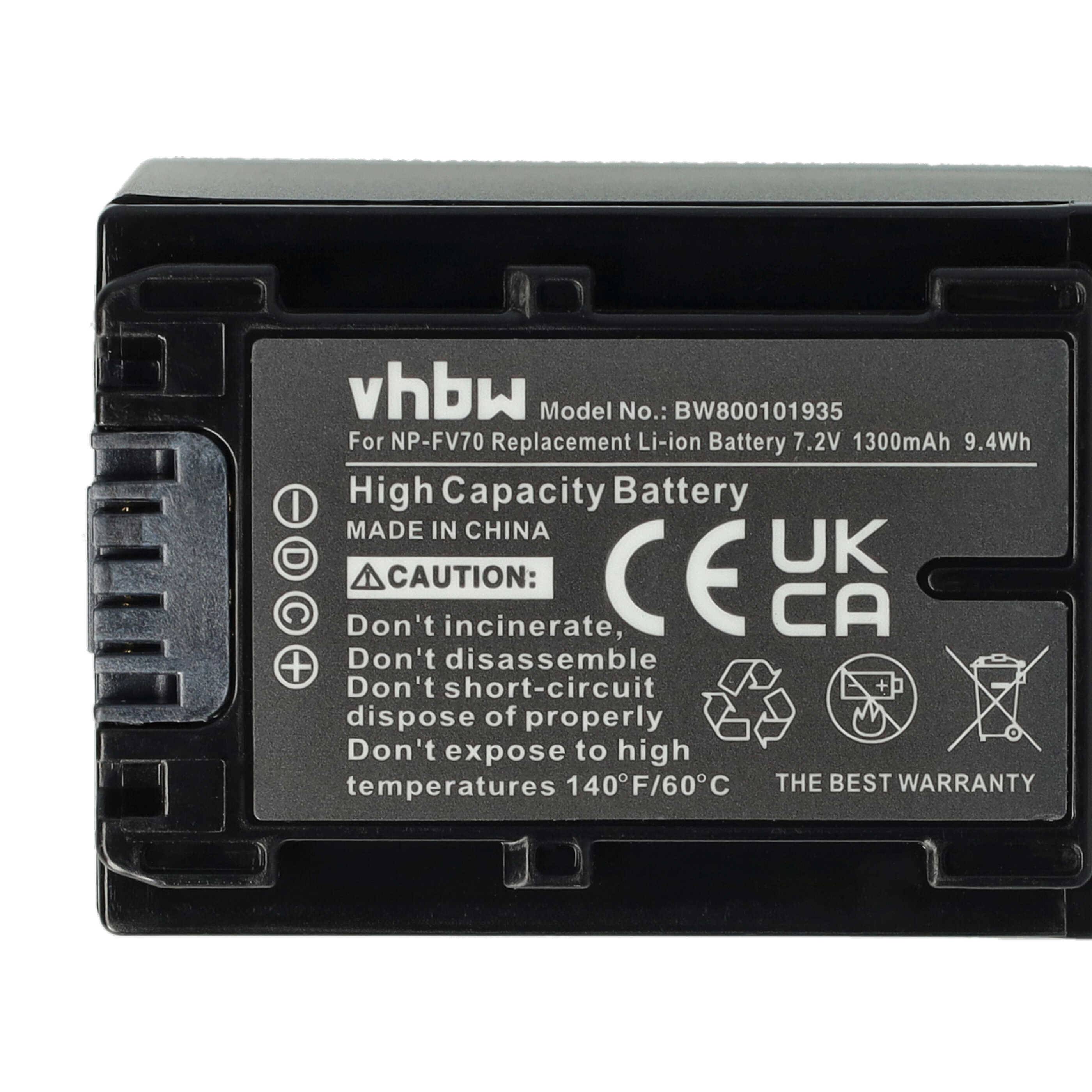 vhbw 3x Akku kompatibel mit Sony HDR-PJ810E, HDR-TD10, HDR-TD10E Videokamera Camcorder (1300 mAh, 7,2 V, Li-Ion) + Infochip