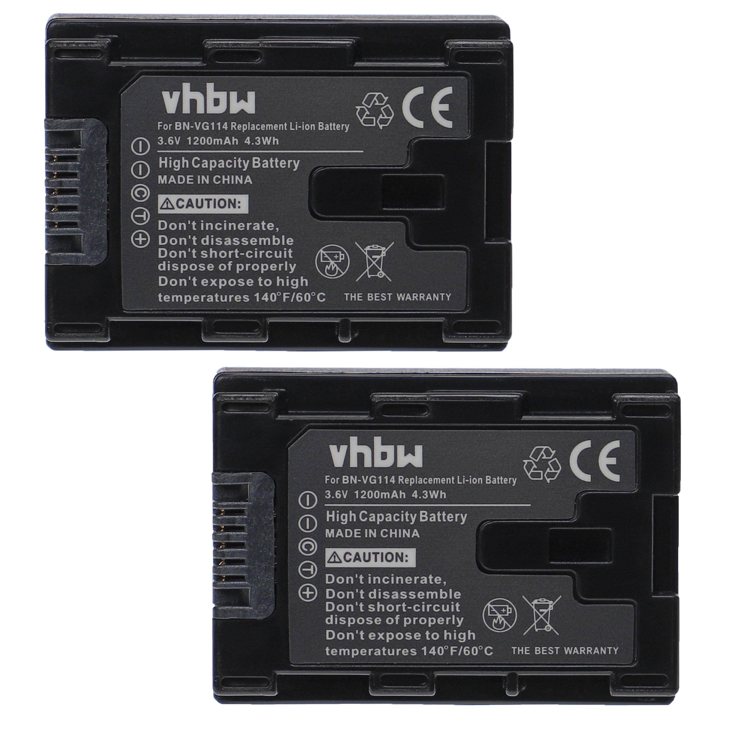 vhbw 2x Akku kompatibel mit JVC GZ-MS230RU, GZ-MS230RUC, GZ-MS230BUC, GZ-MS230BUS, GZ-MS230RUS Videokamera Camcorder (1200 mAh, 3,6 V, Li-Ion)