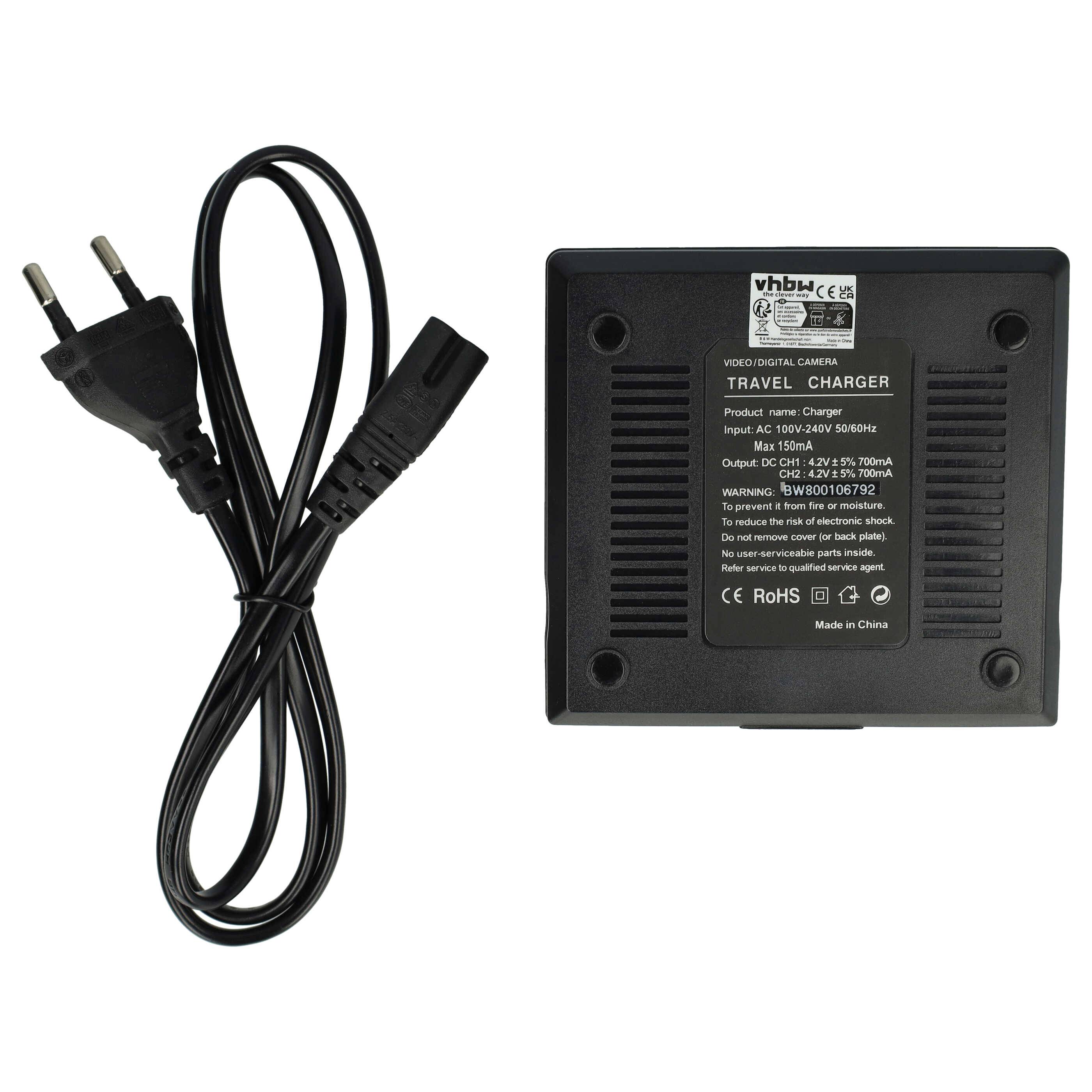 vhbw Dual Ladegerät kompatibel mit Panasonic SDR-H100, SDR-H85, SDR-S45, SDR-S50, SDR-S70, SDR-T50 Kamera Camcorder Action Cam-Akku - Ladeschale