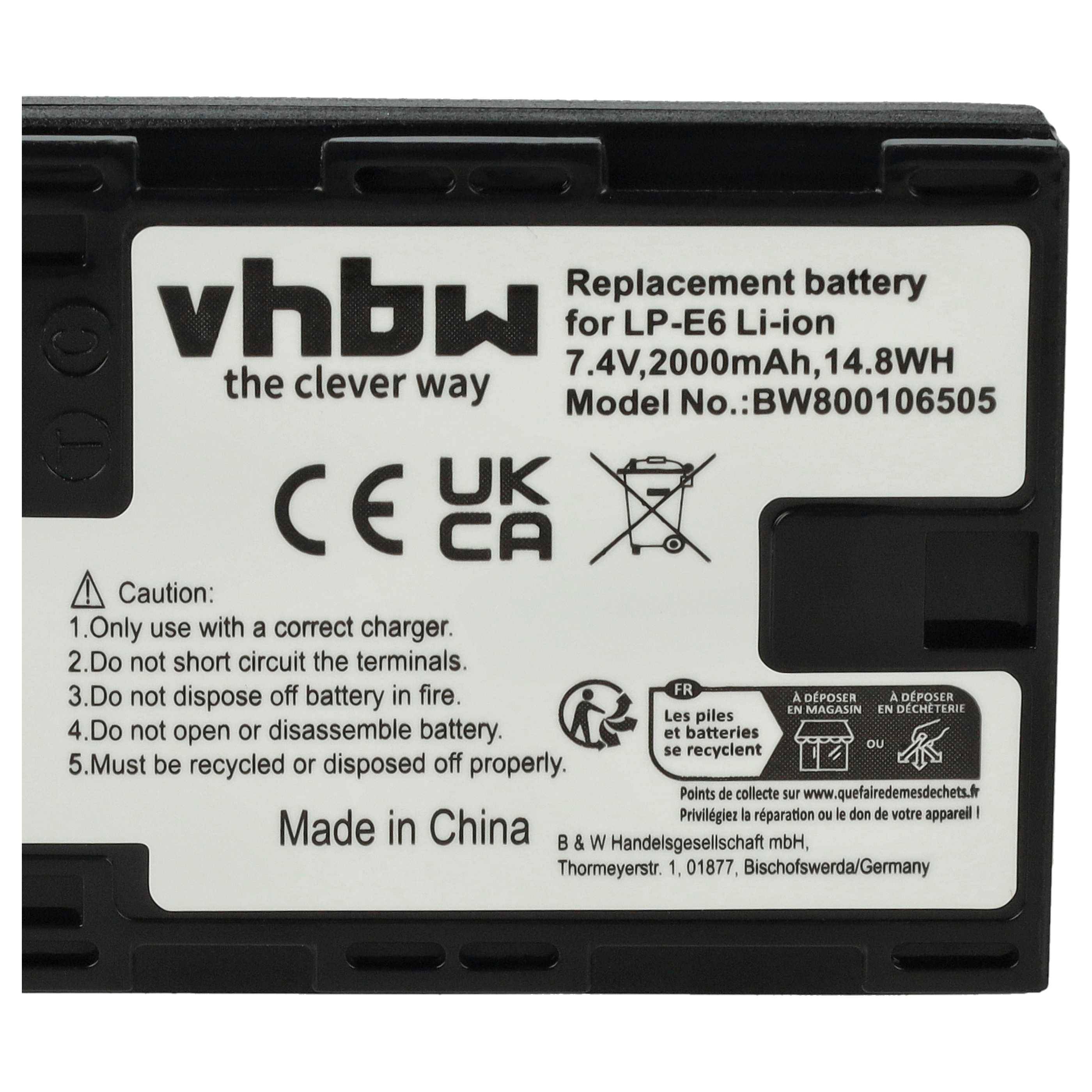 vhbw 2x Akku kompatibel mit Canon XC10, WFT-E5, WFT-E7, XC15 Kamera (2000 mAh, 7,2 V, Li-Ion), Infochip