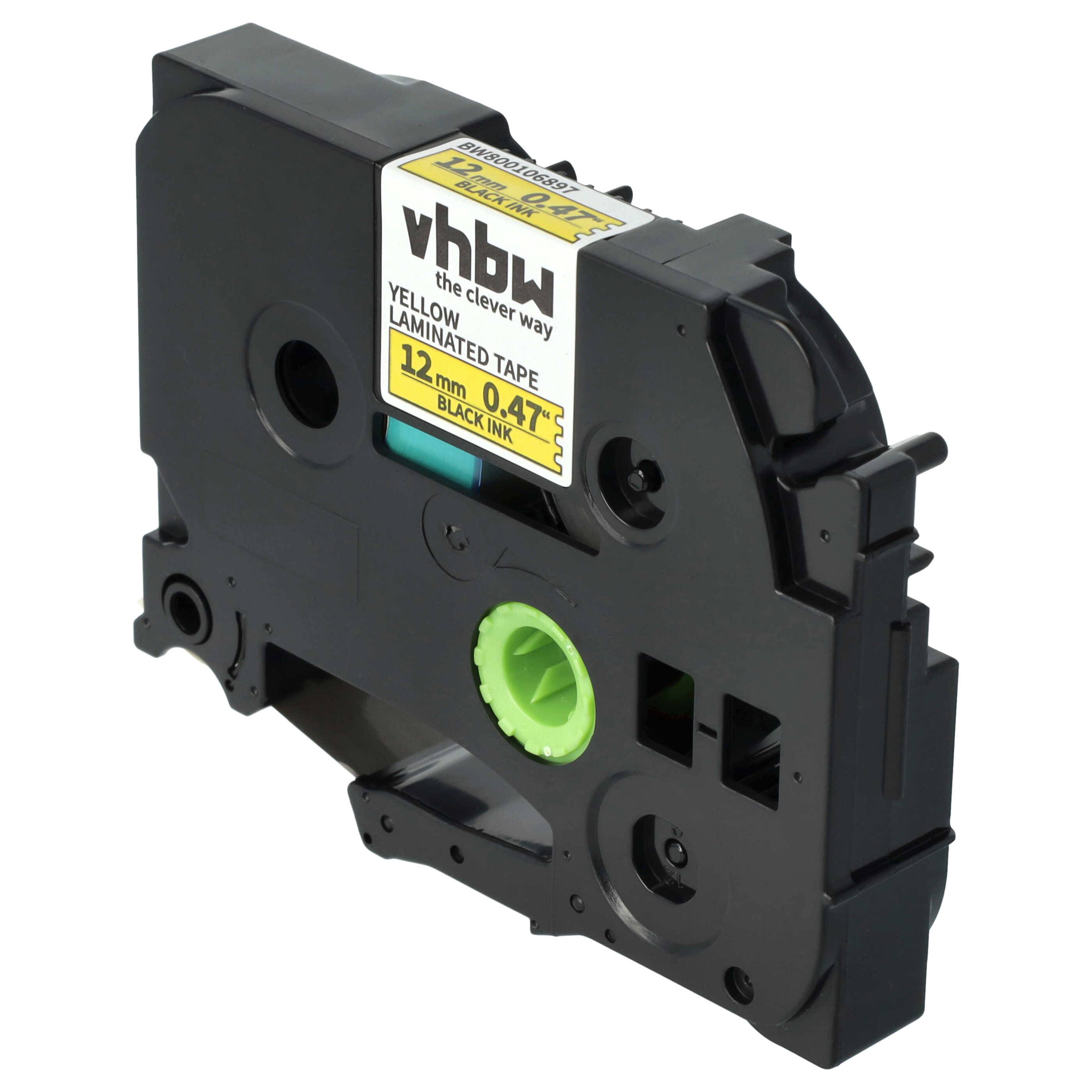 vhbw Schriftband-Kassette Ersatz für Brother TZ-631, TZE-631 für Etiketten-Drucker 8m x 12mm Schwarz auf Gelb