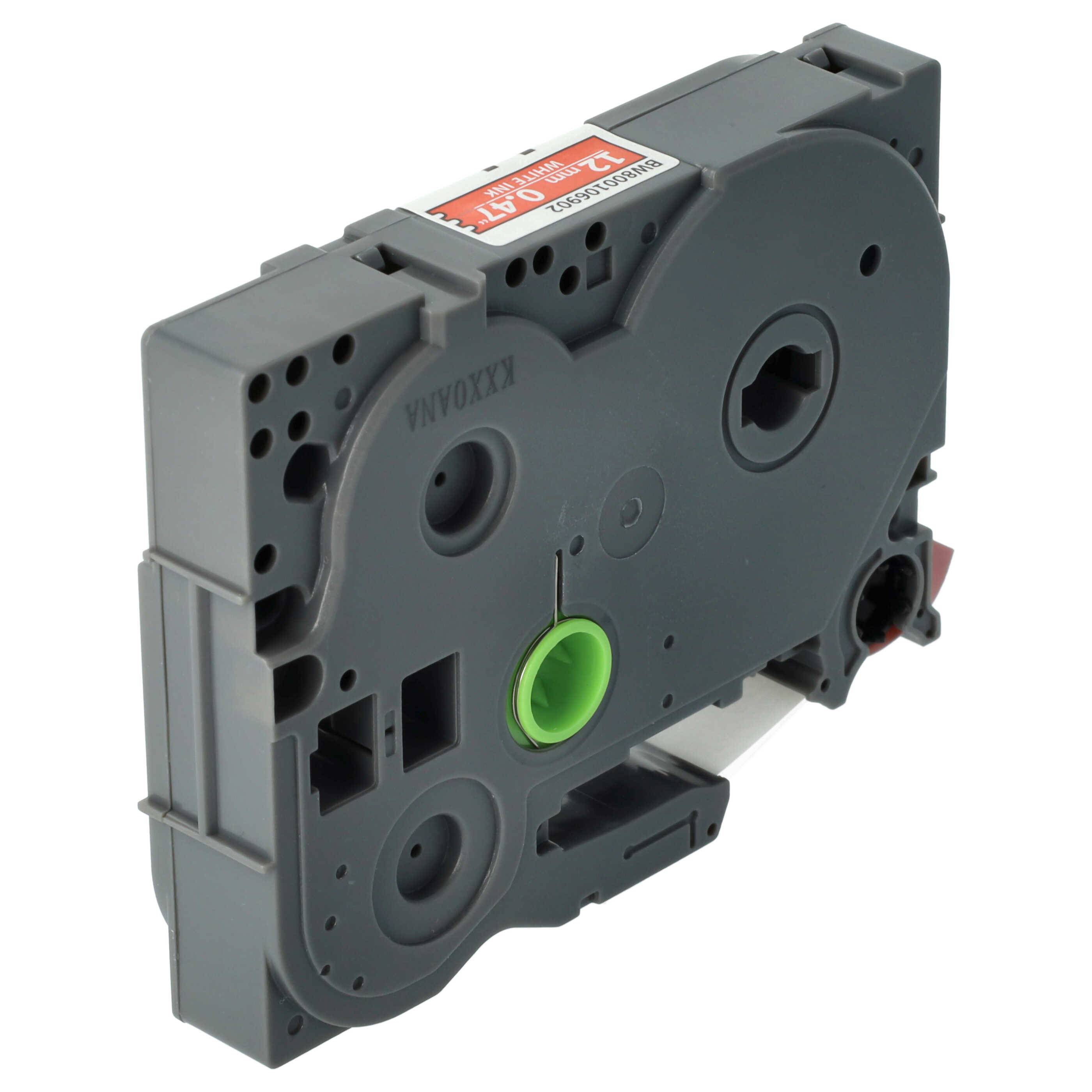 vhbw Schriftband-Kassette kompatibel mit Brother PT 2400ECC, 2410, 2420, 2450, 2420PC, 2430PC, 2430PC Etiketten-Drucker 8m x 12mm Weiß auf Rot