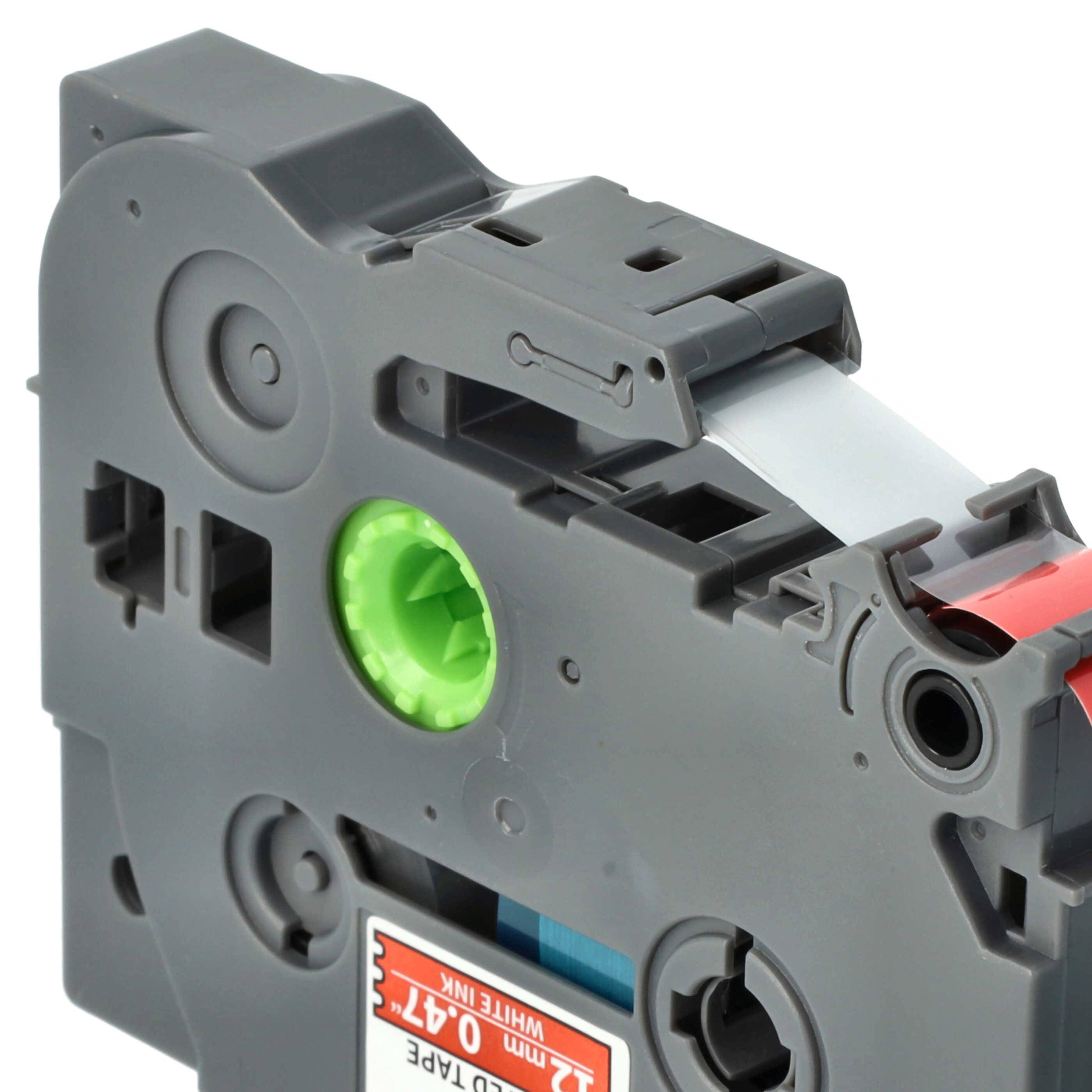 vhbw Schriftband-Kassette kompatibel mit Brother PT D210, D210BK, D200SN, D201, D201CS, D202, D200VP Etiketten-Drucker 8m x 12mm Weiß auf Rot