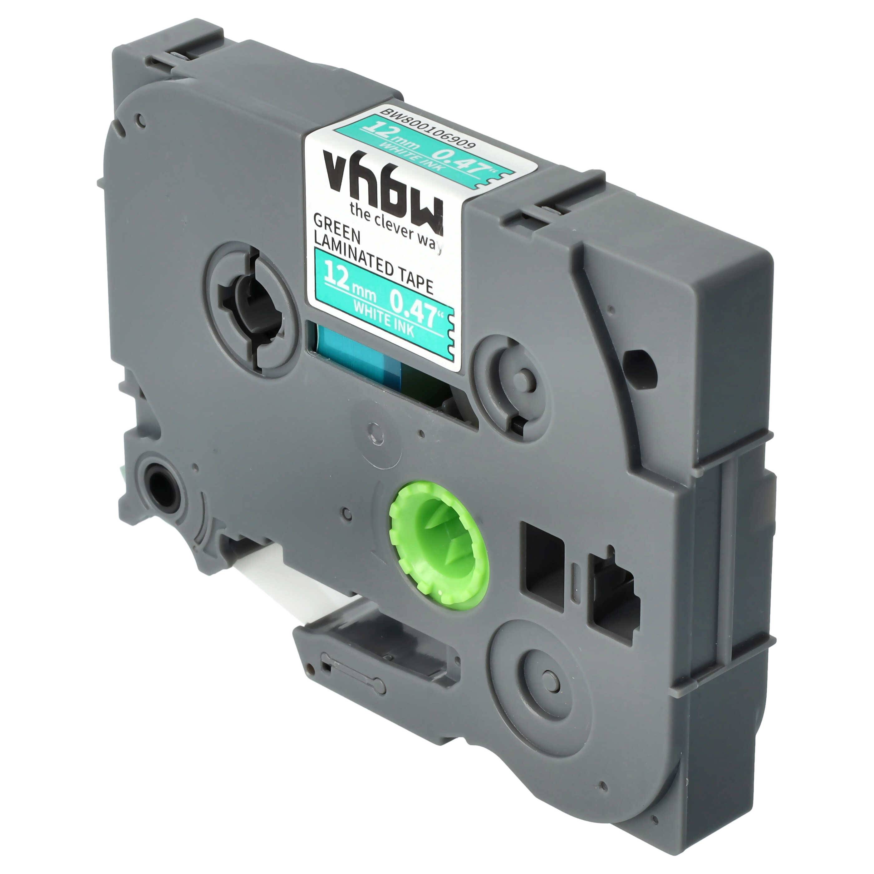 vhbw Schriftband-Kassette kompatibel mit Brother ST 1150, 1150DX, 5 Etiketten-Drucker 8m x 12mm Weiß auf Grün