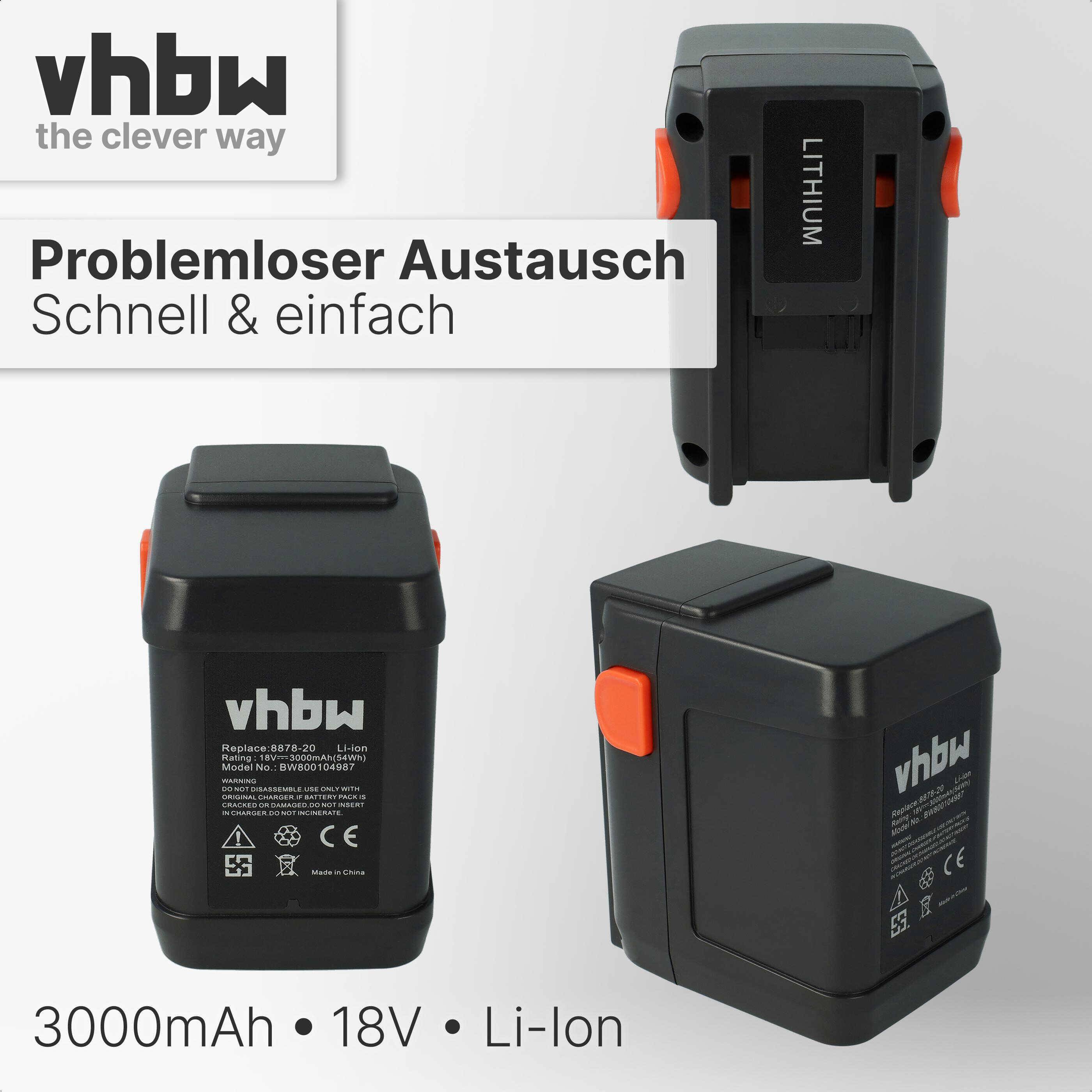 vhbw 3x Akku kompatibel mit Gardena CST 2018-Li (8865-20), EasyCut 42 Accu (8870-20) Grasschere, Strauchschere (3000mAh 18V Li-Ion)
