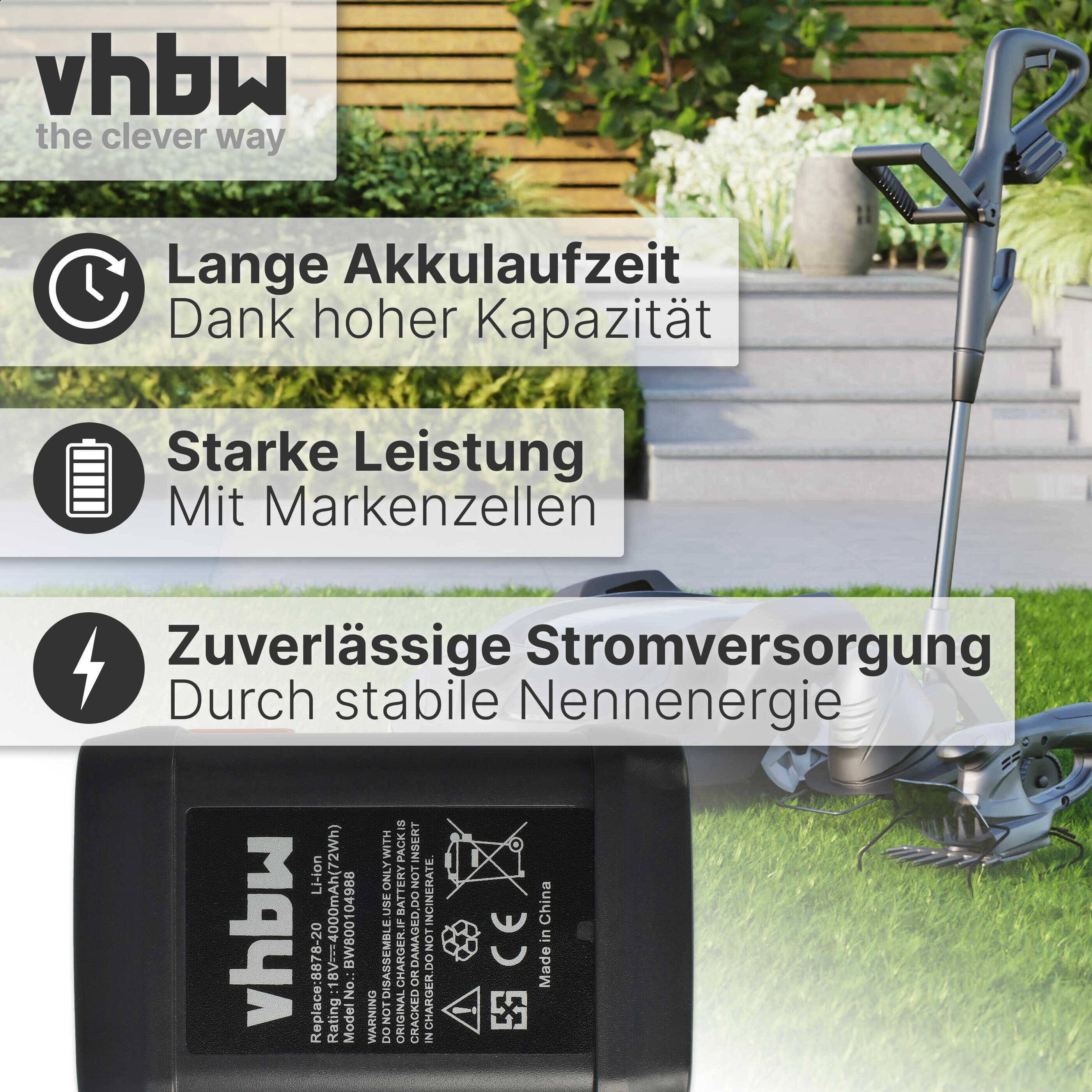 vhbw 3x Akku kompatibel mit Gardena Turbotrimmer AccuCut 400 Li (8840-20) Grasschere, Strauchschere (4000mAh, 18V, Li-Ion)