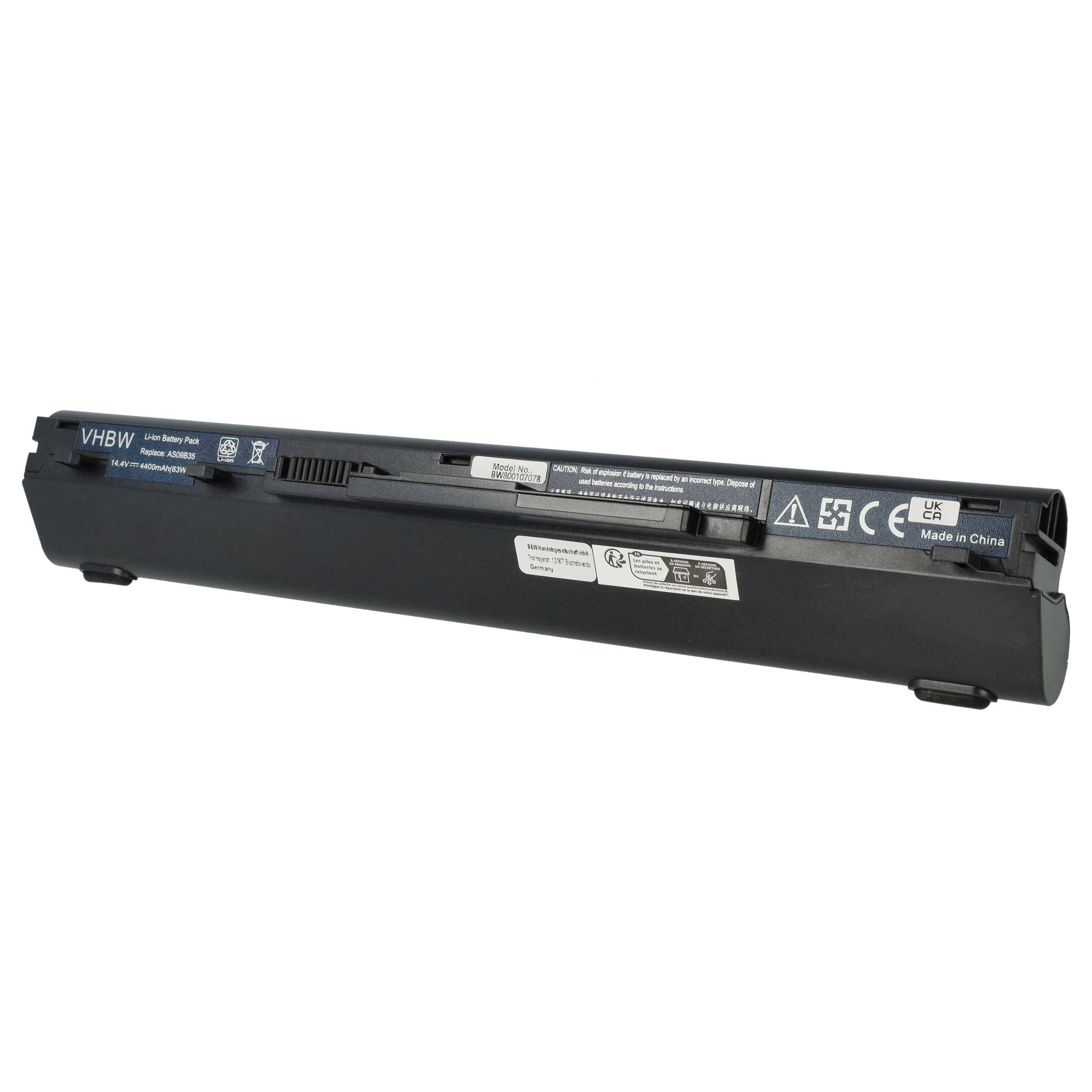 vhbw Akku kompatibel mit Acer TravelMate TimelineX 8372T-384G32Mnkk, 8372T-484G32Mnkk Notebook (4400 mAh, 14,8 V, Li-Ion)