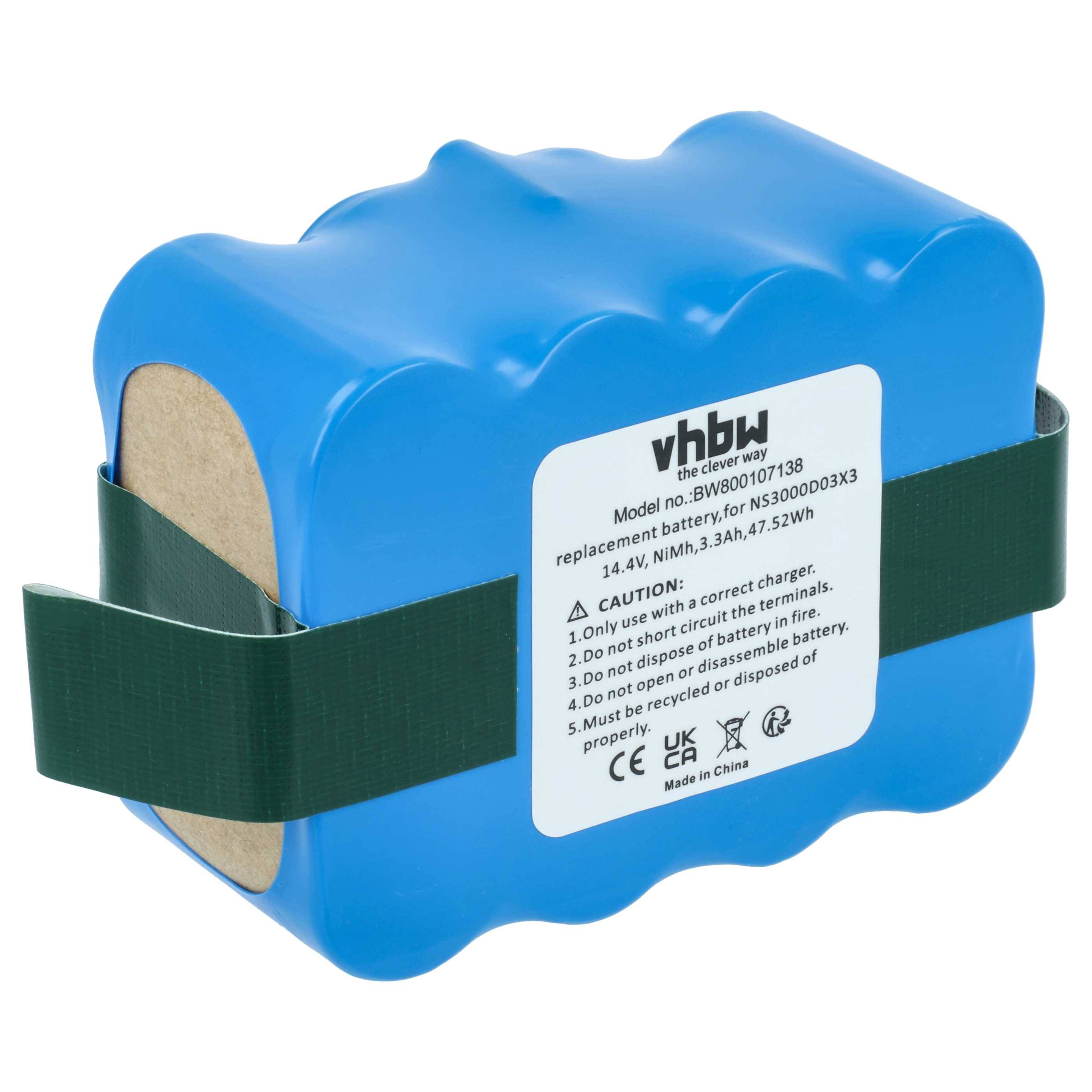 vhbw Akku kompatibel mit Kaily 310E, 310A Staubsauger (3300 mAh, 14,4 V, NiMH) - Ersatz für YX-NI-MH-017144-COR, NS3000D03X3, YX-Ni-MH-022144