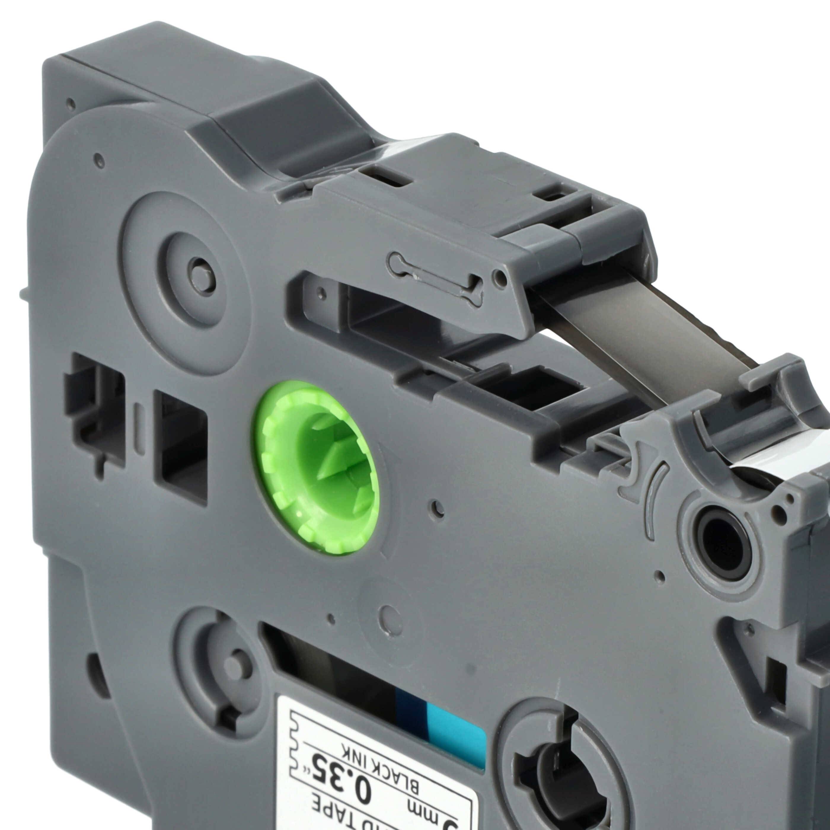 vhbw Schriftband-Kassette kompatibel mit Brother PT 2480, 2470, 2460, 2700VP, 2450DX, 2500PC Etiketten-Drucker 8m x 9mm Schwarz auf Weiß, Flexibel