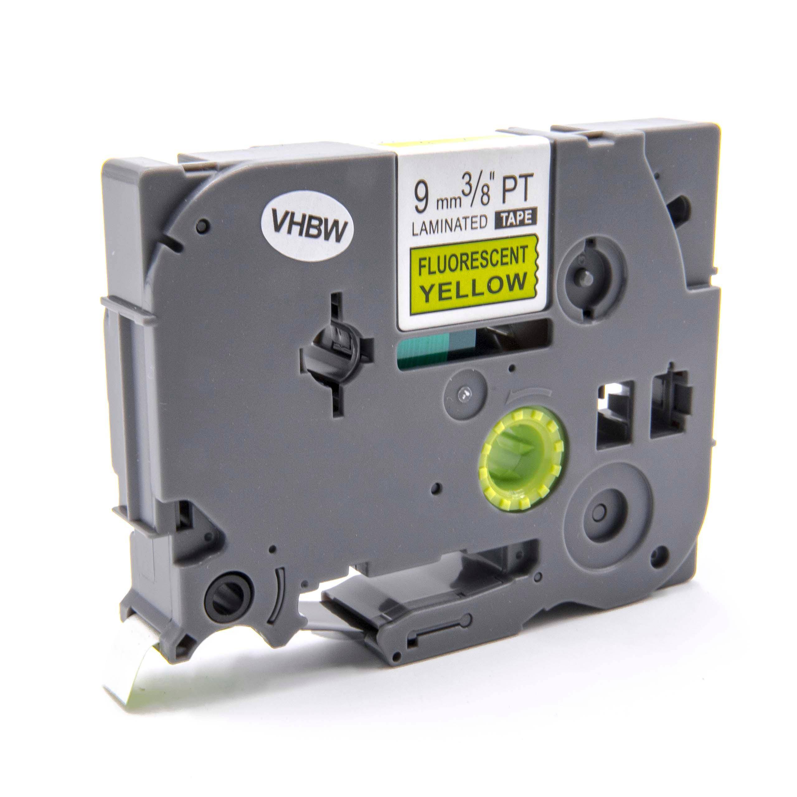vhbw Kassette Patronen Schriftband 9mm leuchtgelb kompatibel mit Brother P-Touch 1290, 1750, 1800, 1850, 200, 220, 2400, 2450, 2460, 2470 Ersatz für