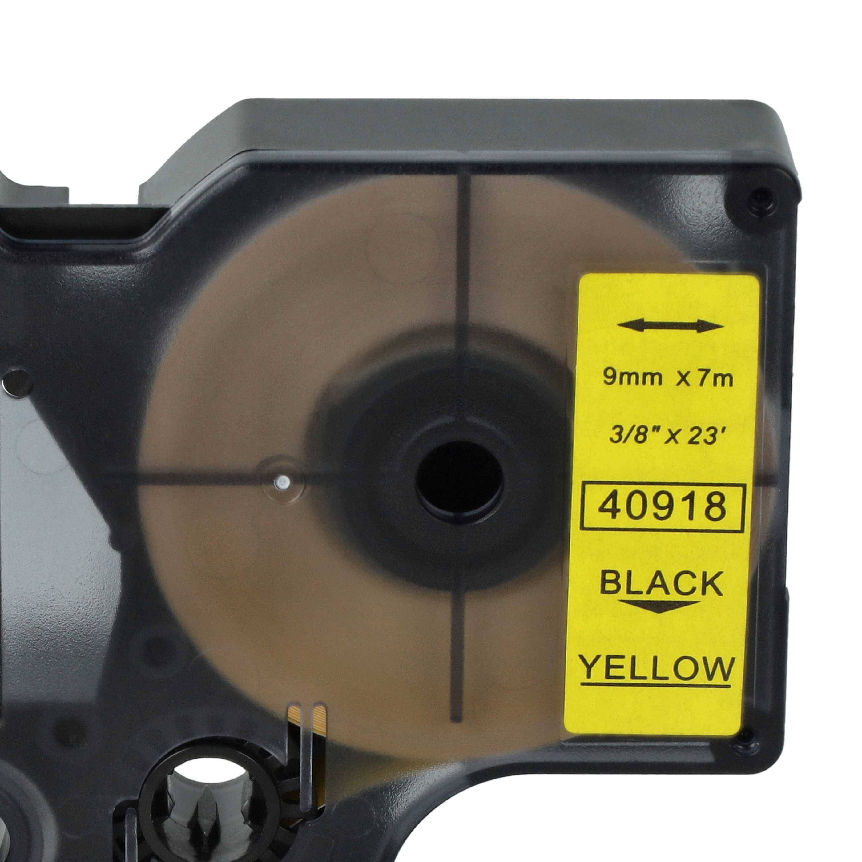 vhbw Schriftband-Kassette kompatibel mit Dymo 5000, 2000, 5500, 1000+, 1000, 4500, 3500 Etiketten-Drucker 7m x 9mm Schwarz auf Gelb