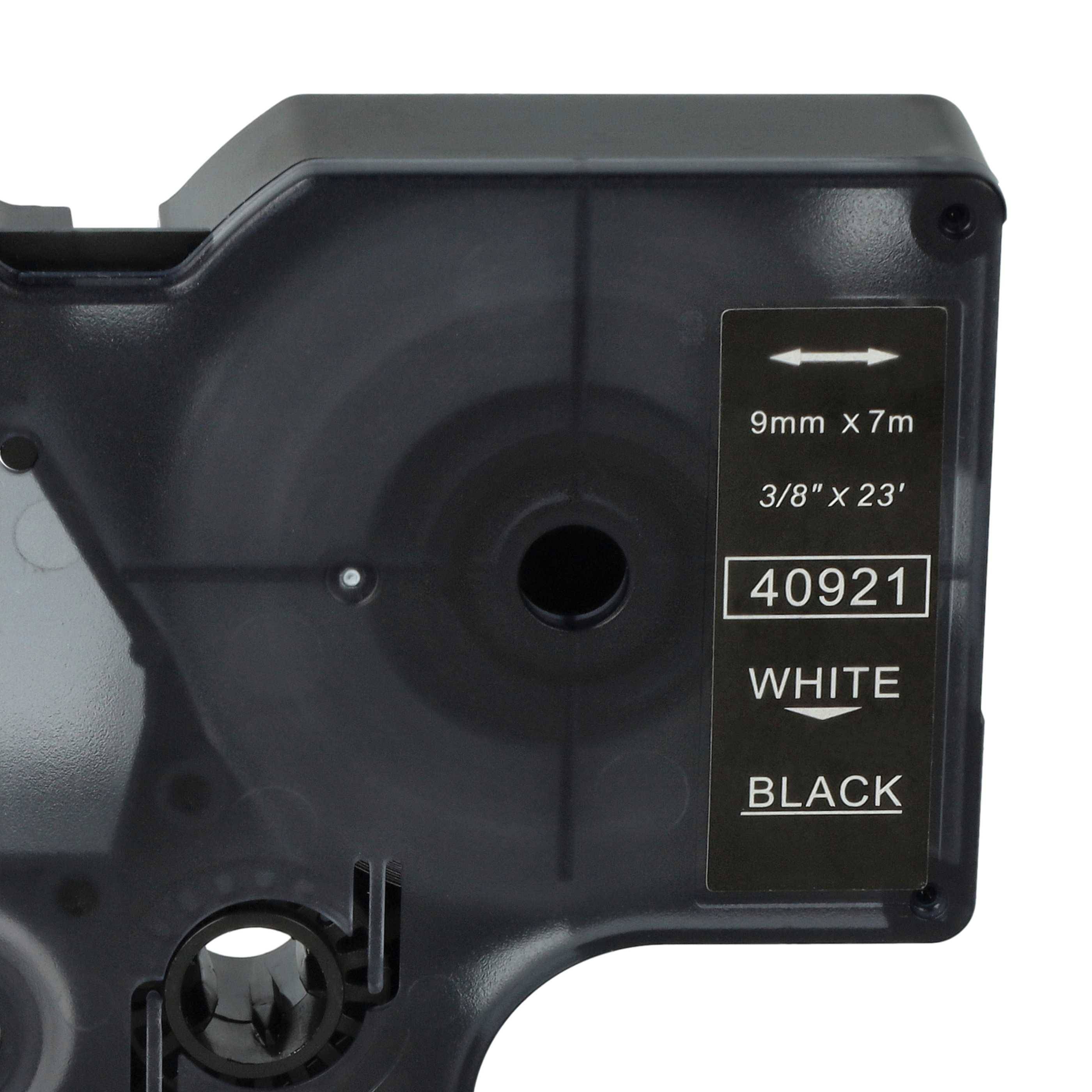 vhbw Schriftband-Kassette kompatibel mit Dymo LabelManager 420P | 400, 450D, 450, 300, 350, 360D, 350D Etiketten-Drucker 7m x 9mm Weiß auf Schwarz