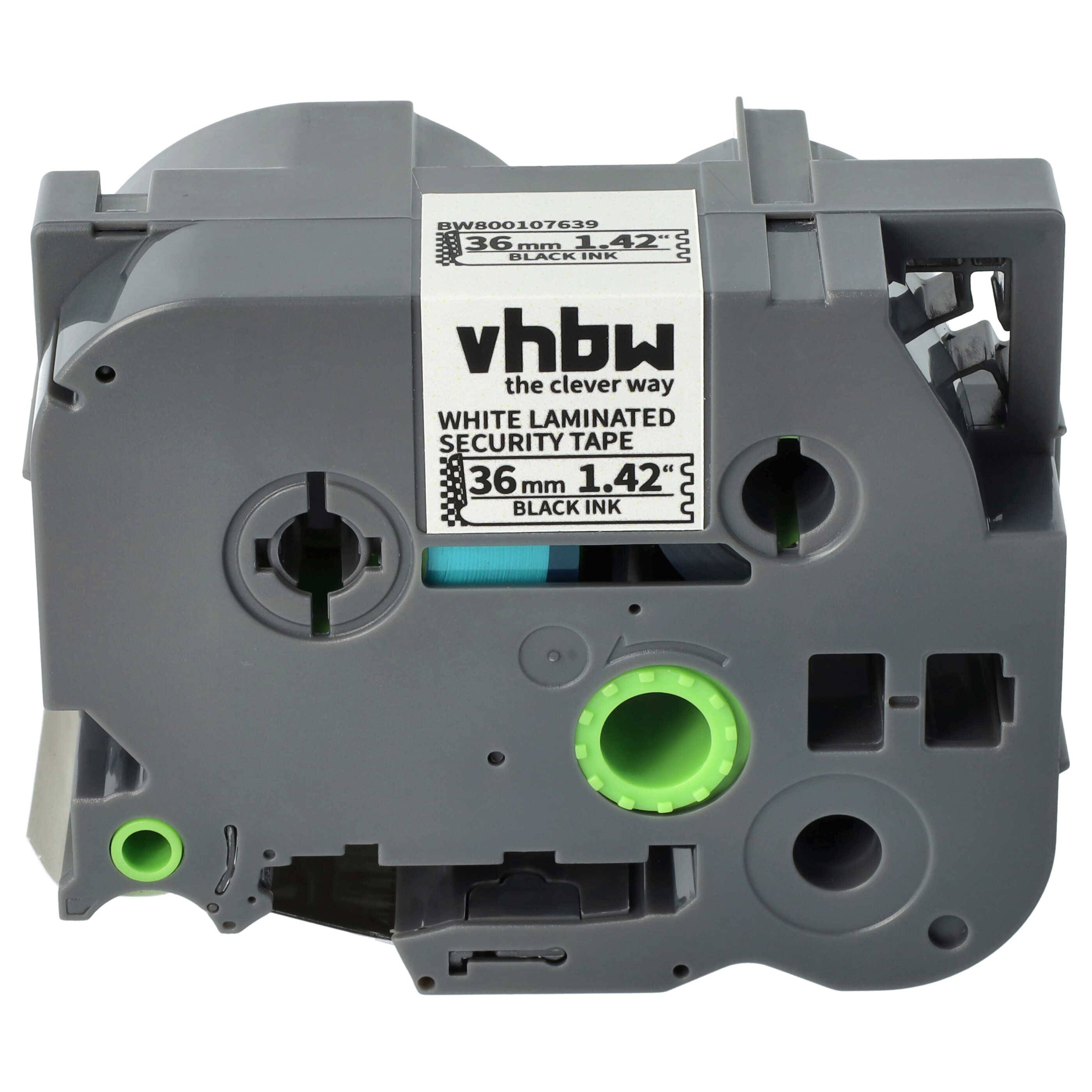 vhbw Schriftband-Kassette Ersatz für Brother TZE-SE6, TZ-SE6 für Etiketten-Drucker 8m x 36mm Schwarz auf Weiß Sicherheitsband