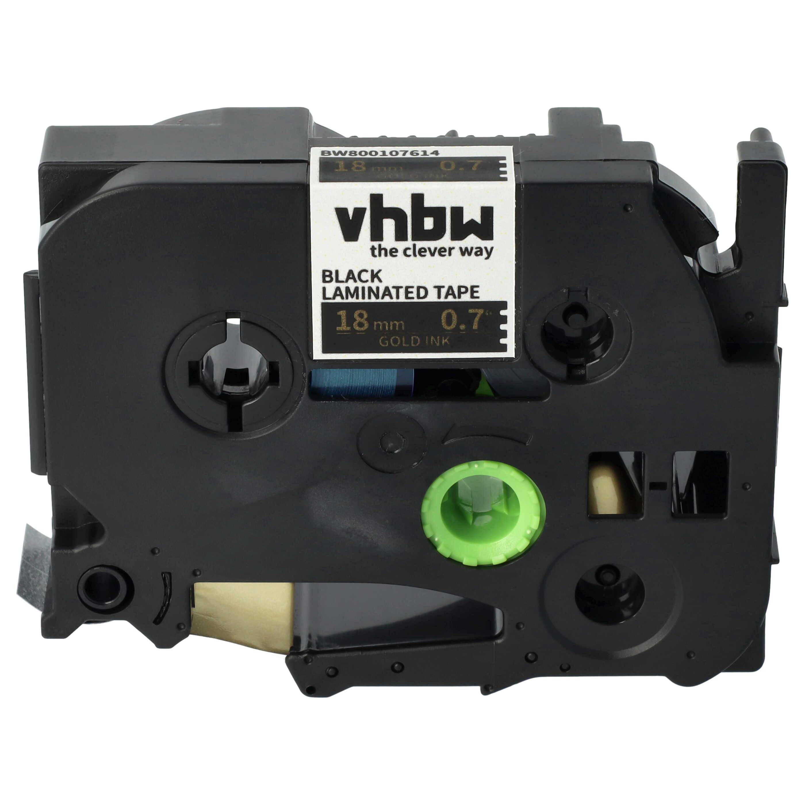 vhbw Schriftband-Kassette kompatibel mit Brother PT H 500 Li | P 700, 9700 PC, 9800 PCN, E 500 VP, H 500 Etiketten-Drucker 8m x 18mm Gold auf