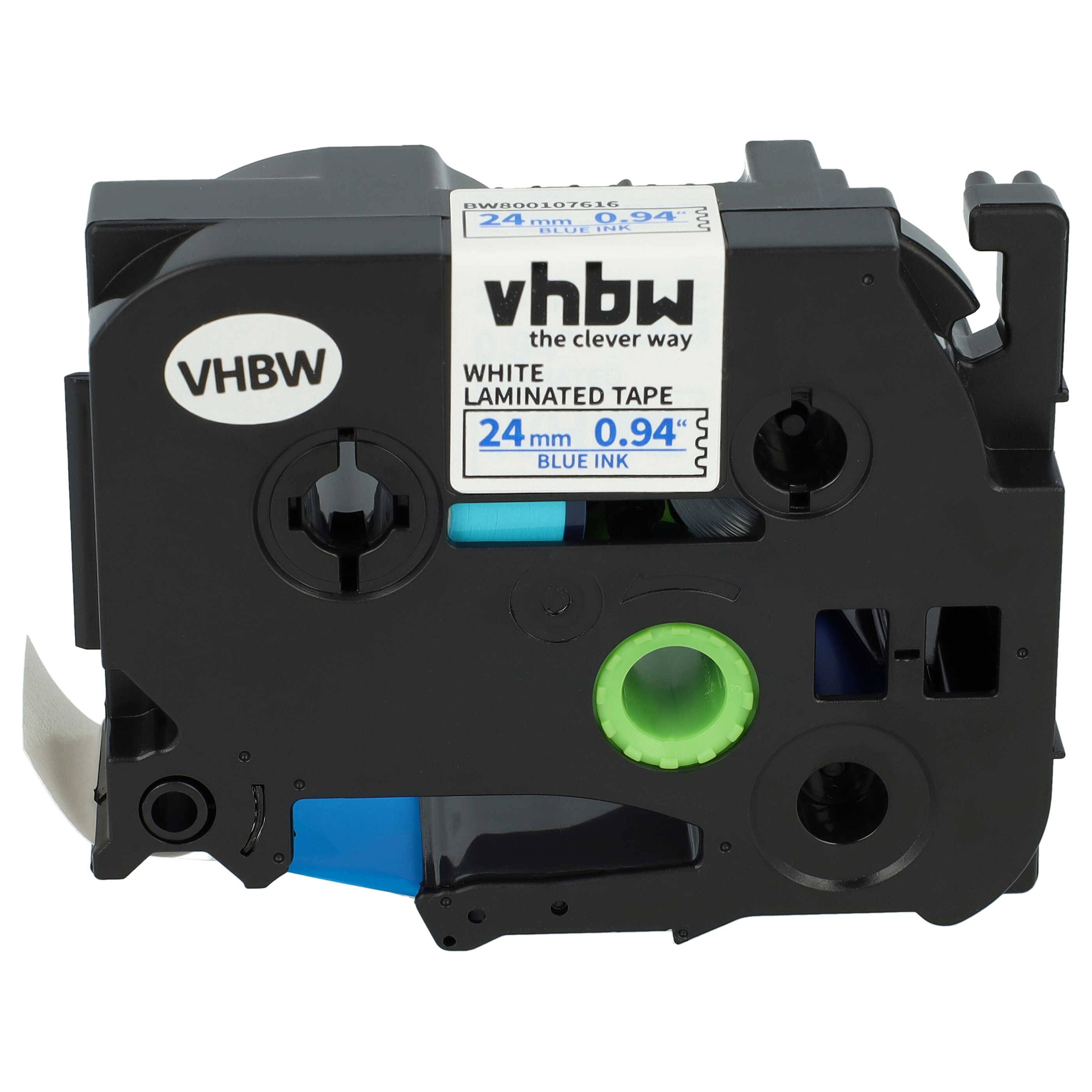 vhbw Schriftband-Kassette kompatibel mit Brother PT 2480, 2470, 2460, 550, 3600, 2500 PC, 2730 VP, 350 Etiketten-Drucker 8m x 24mm Blau auf Weiß