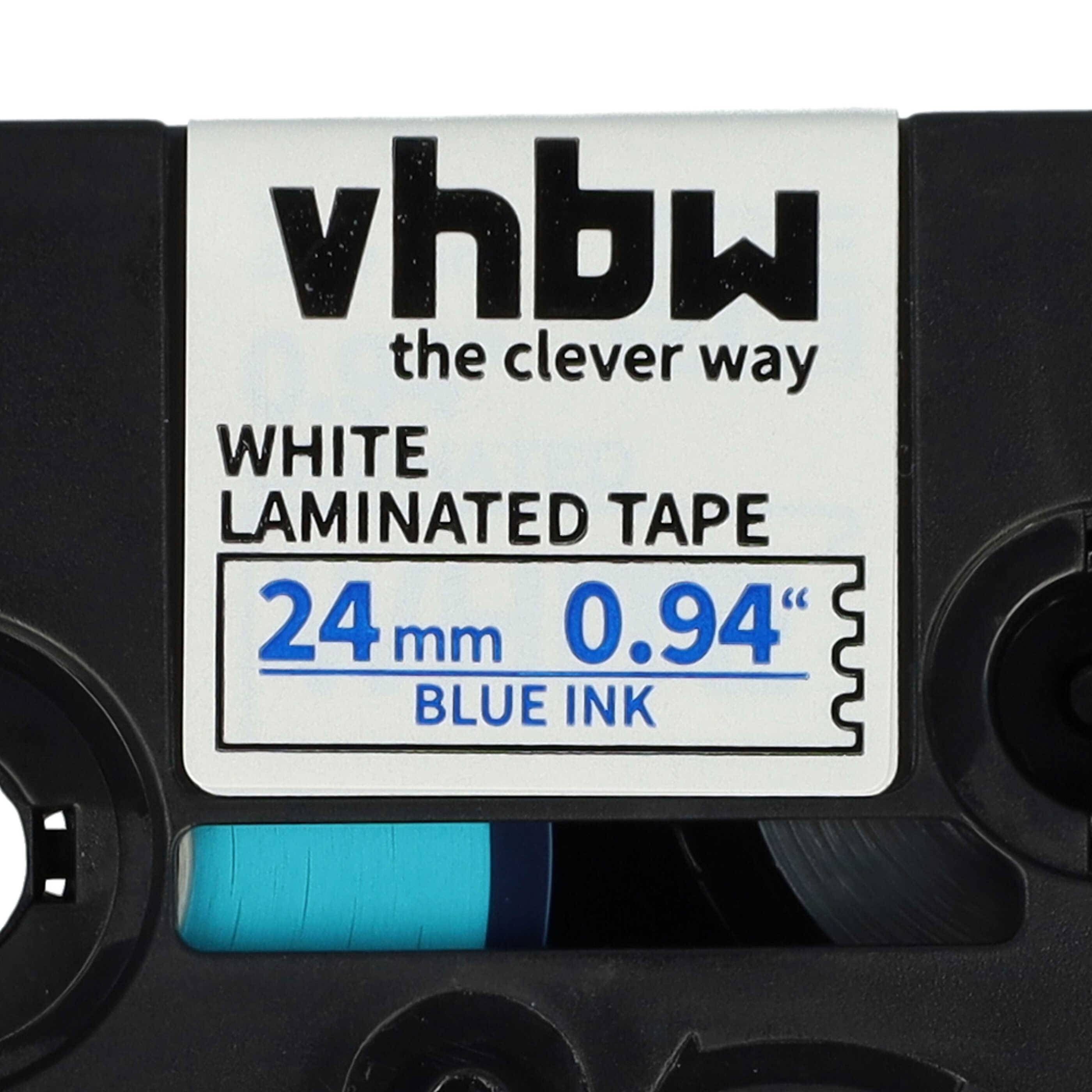 vhbw Schriftband-Kassette kompatibel mit Brother PT H 500 Li, P 700, 9700 PC, 9800 PCN, E 500 VP, H 500 Etiketten-Drucker 8m x 24mm Blau auf Weiß
