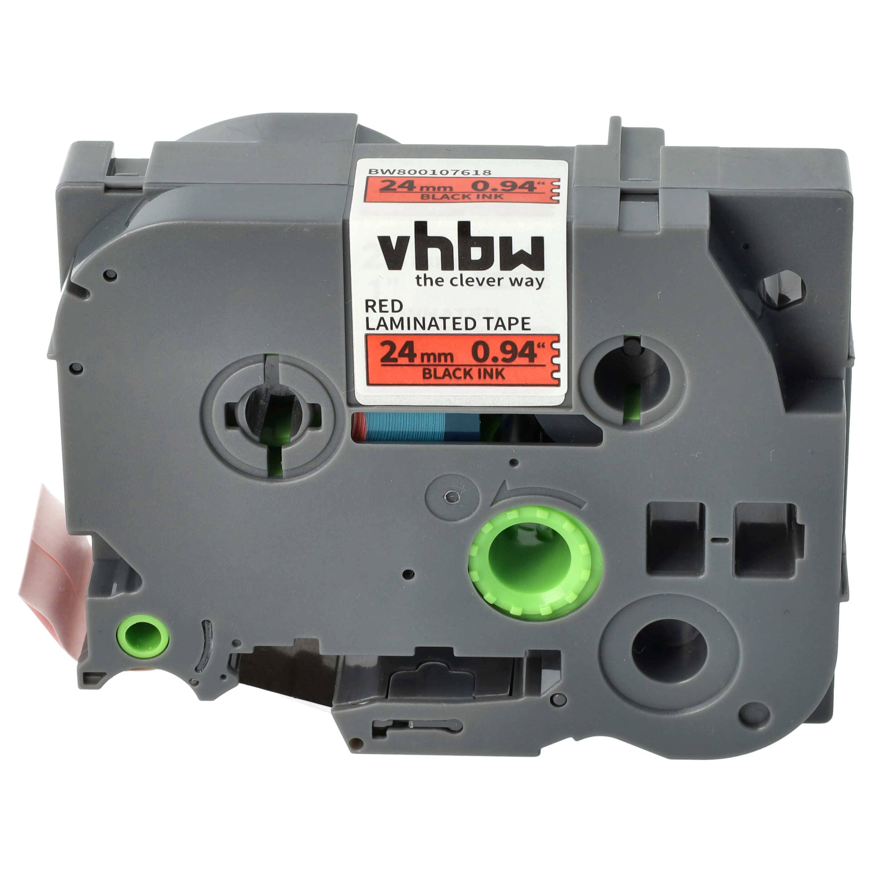 vhbw Schriftband-Kassette kompatibel mit Brother PT 9400, 7500 VP, 550, 7600 VP, 9200 DX, 3600, 9200 PC Etiketten-Drucker 8m x 24mm Schwarz auf Rot