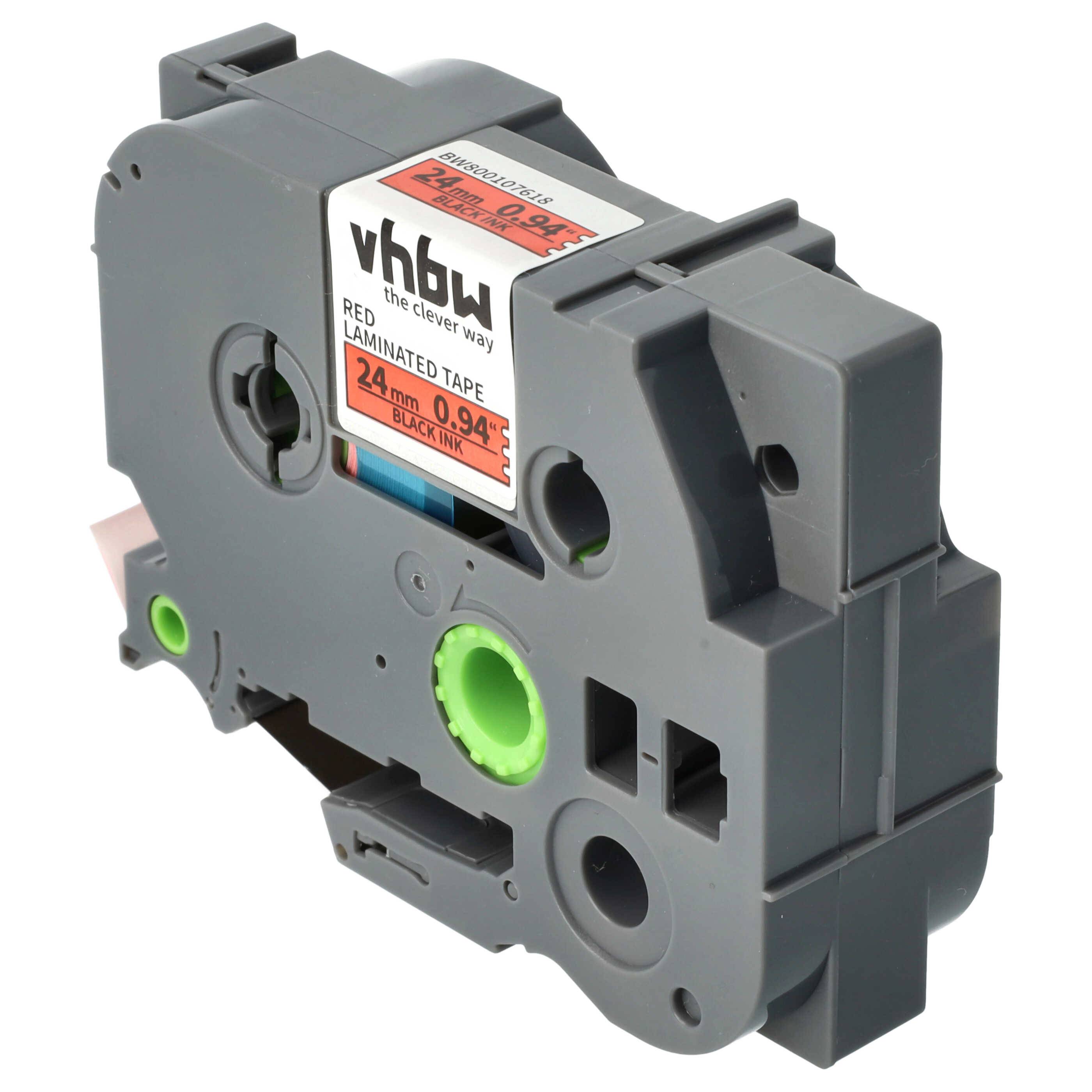 vhbw Schriftband-Kassette kompatibel mit Brother PT 9400, 7500 VP, 550, 7600 VP, 9200 DX, 3600, 9200 PC Etiketten-Drucker 8m x 24mm Schwarz auf Rot